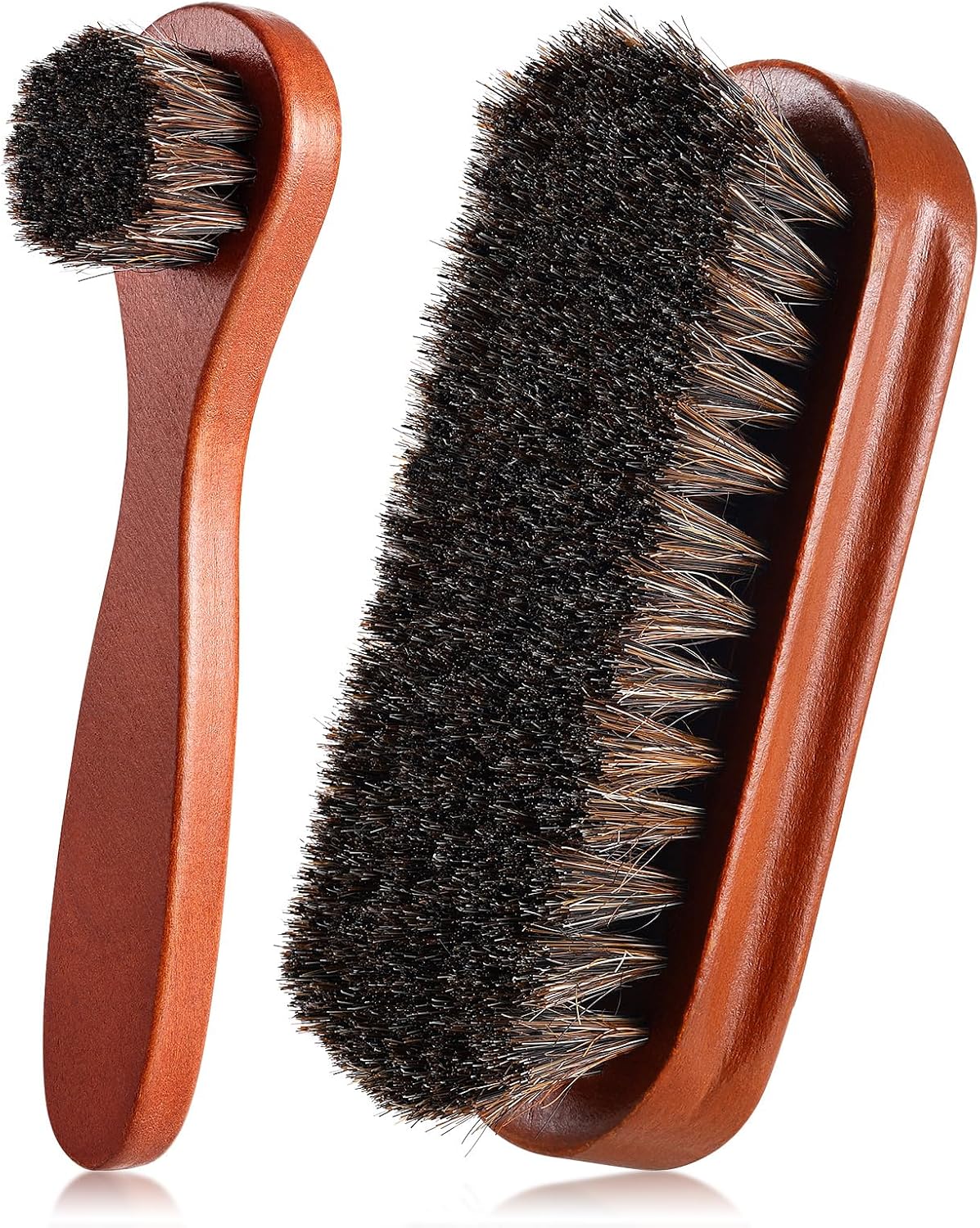 Horsehair Shoe Brush Kit - 4 Pcs Leather & Suede Cleaning Brushes with Microfiber Gloves | Shoe Care Essentials