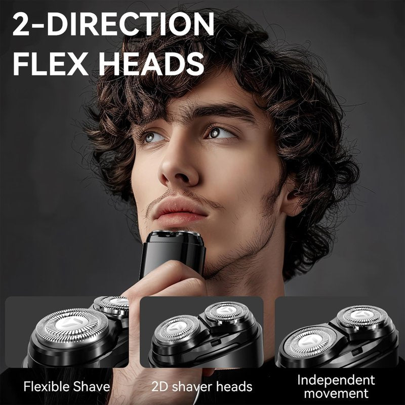 ENCHEN Mini Electric Shaver for Men, Portable Magnetic Dual-Head Rotary Pocket Electric Razor for Face, IPX7 Waterproof Wet & Dry, USB-C Rechargeable for Home, Car, Travel, K8,Black
