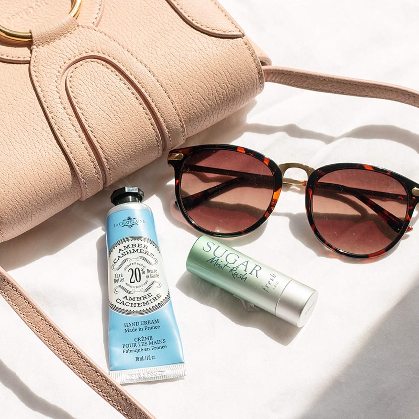 La Chatelaine Shea Butter Hand Cream - Organic Argan Oil, Moisturizing & Nourishing | Travel Size 1 oz/30ml - Amber Cashmere