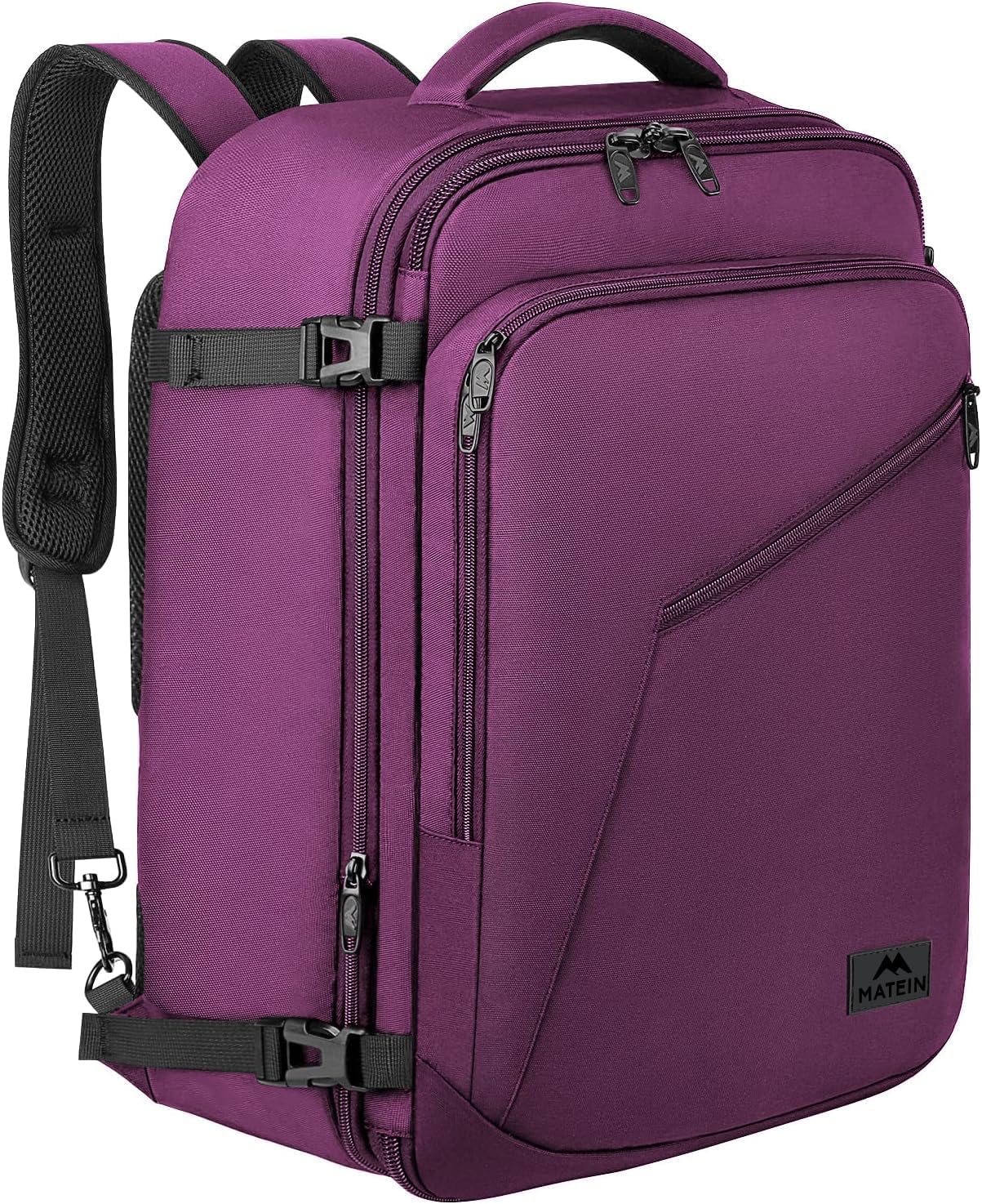 MATEIN Extra Large Carry-On Backpack - Expandable Airplane Approved Travel Bag for Men & Women | Water-Resistant 40L, Black