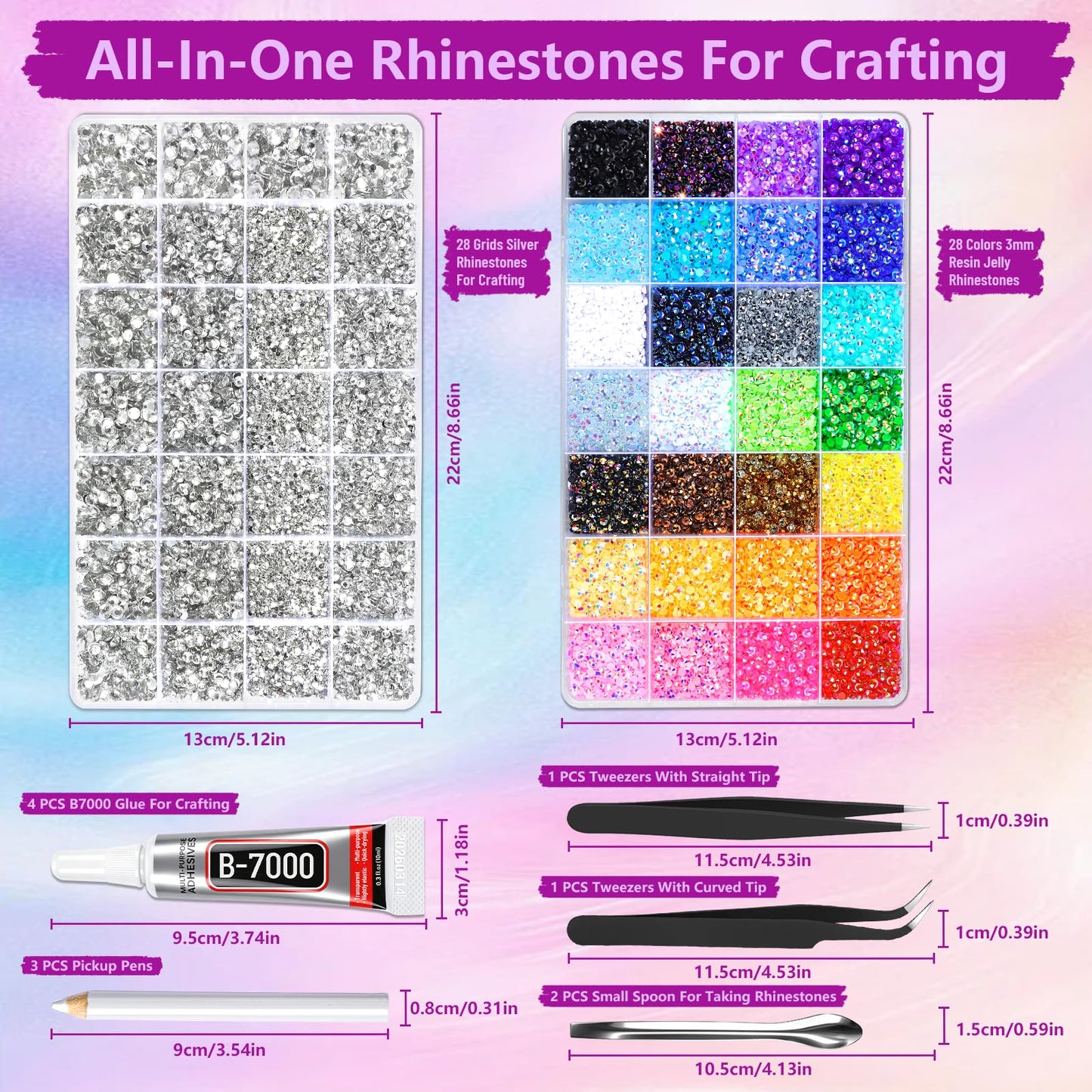 FANDAMEI 51200Pcs Bedazzling Kit, Rhinestones for Bedazzling,Rhinestone Kit