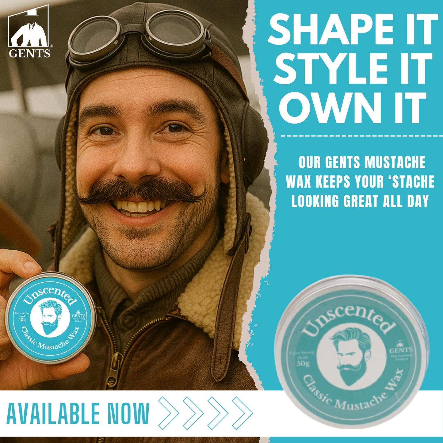 G.B.S Strong Hold Unscented Mustache Wax, Easy Application, Restyleable, long lasting hold with Styling Comb (1.7 oz) (Pack of 1, Unscented)