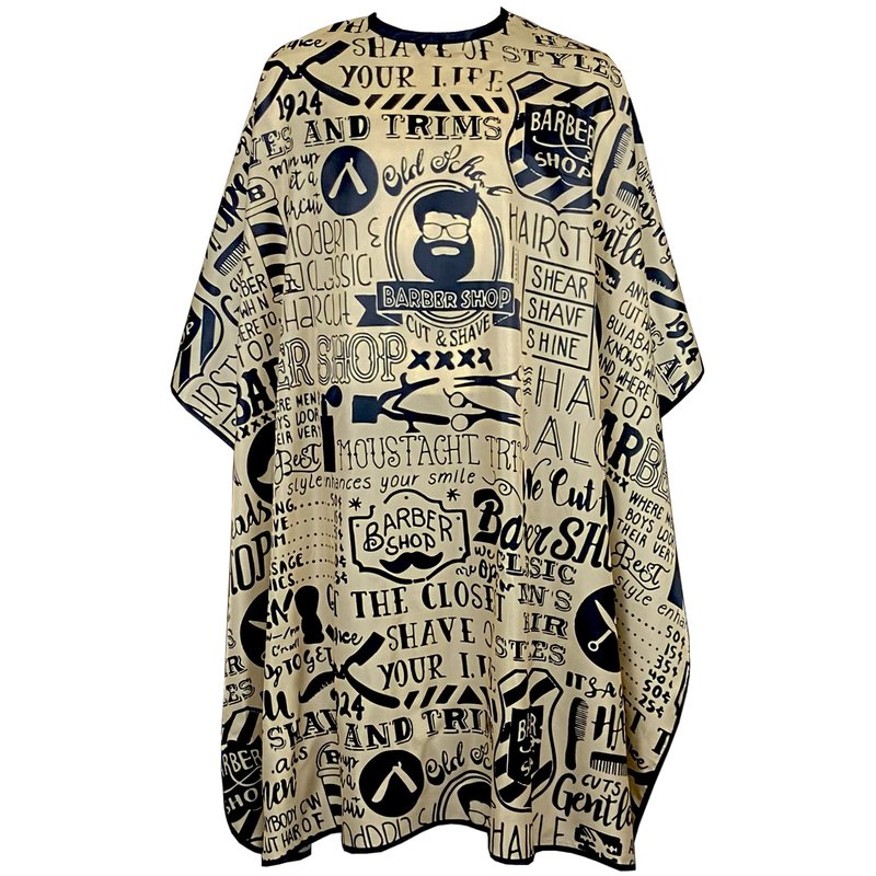 Barber Capes for Men, Hair Cutting Cape with Metal Snap Closure, 100% Polyester Salon Cape, Waterproof & Light Weight & Machine Washable- 63”× 56”, Retro Style