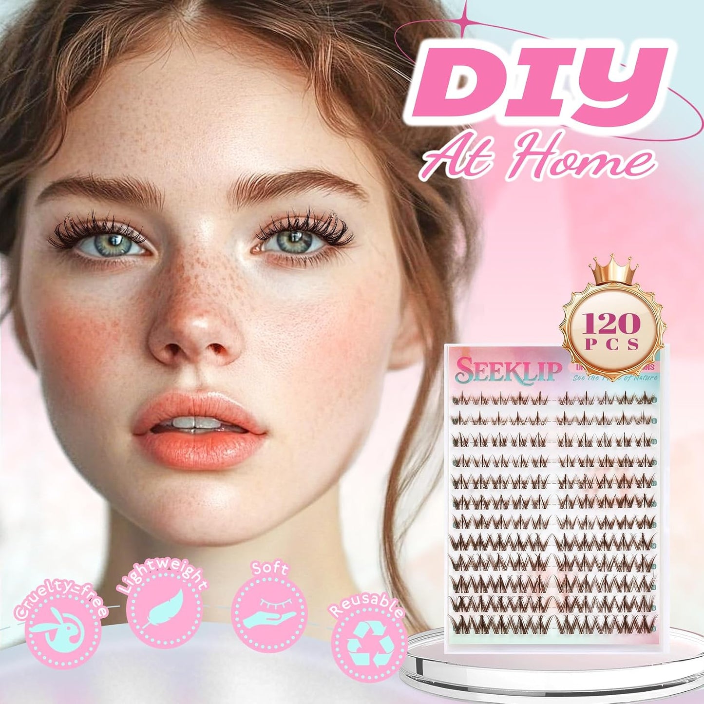 Bunny Lash Clusters - Dark Brown Spiky Doll Individual Lashes | 120 Pcs D Curl 8-16MM for DIY Eyelash Extensions