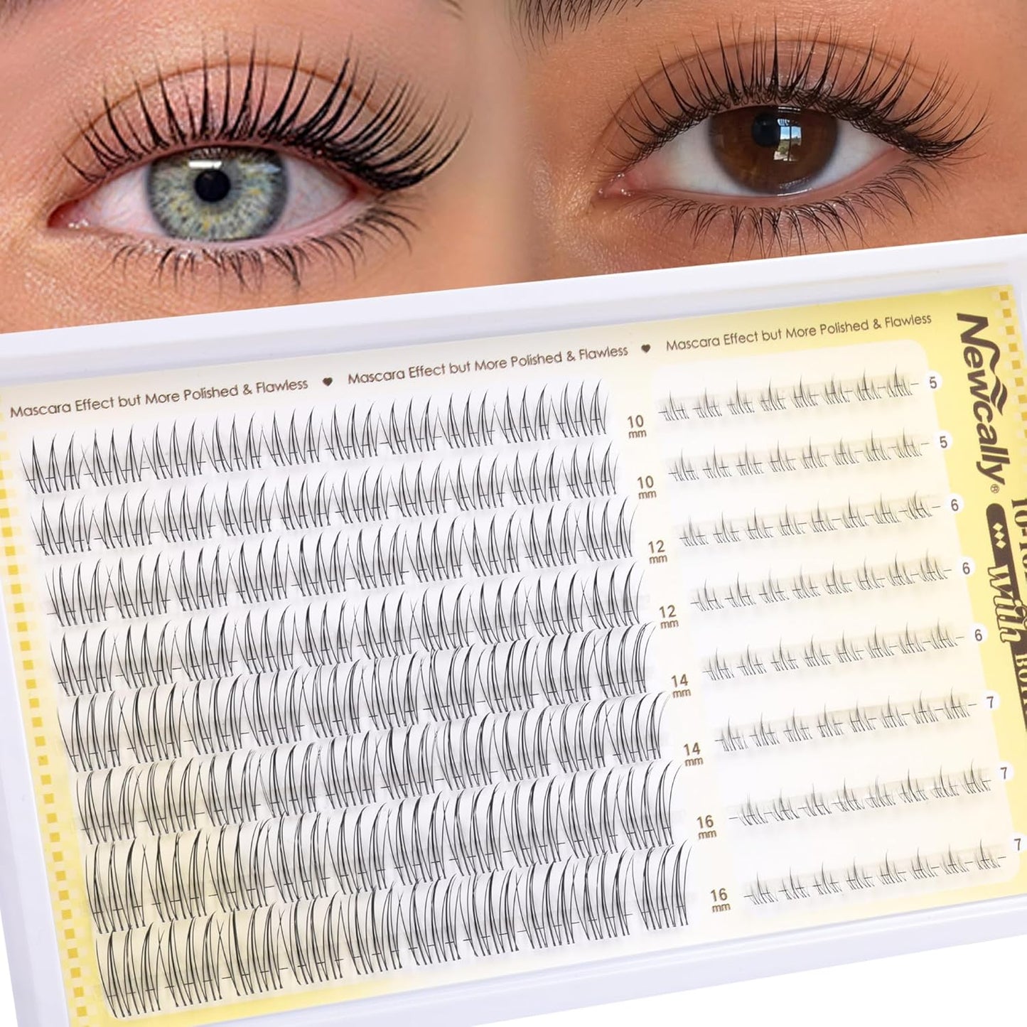 Natural Lash Clusters - Invisible Band CC-Curly Eyelash Extensions | 10-16MM Spider Cluster Lashes