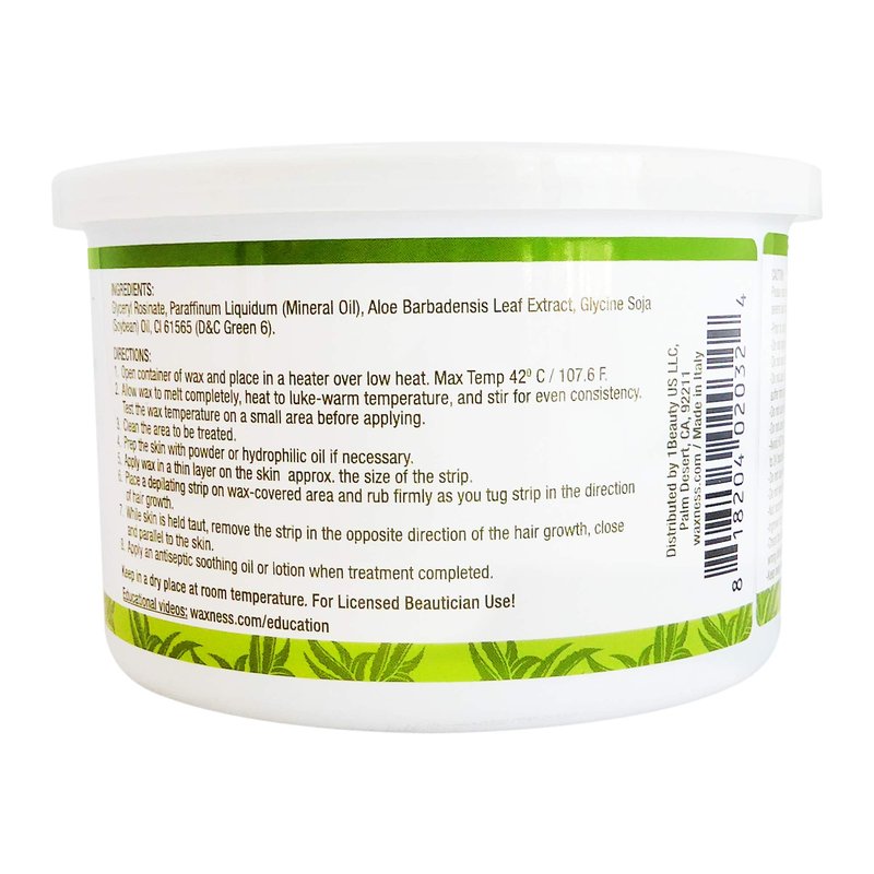 Waxness Soft Wax Tin Aloe Vera 14 oz (400 g) – Professional Strip Wax with Aloe Vera for Face & Body, Smooth Application – Made in Italy