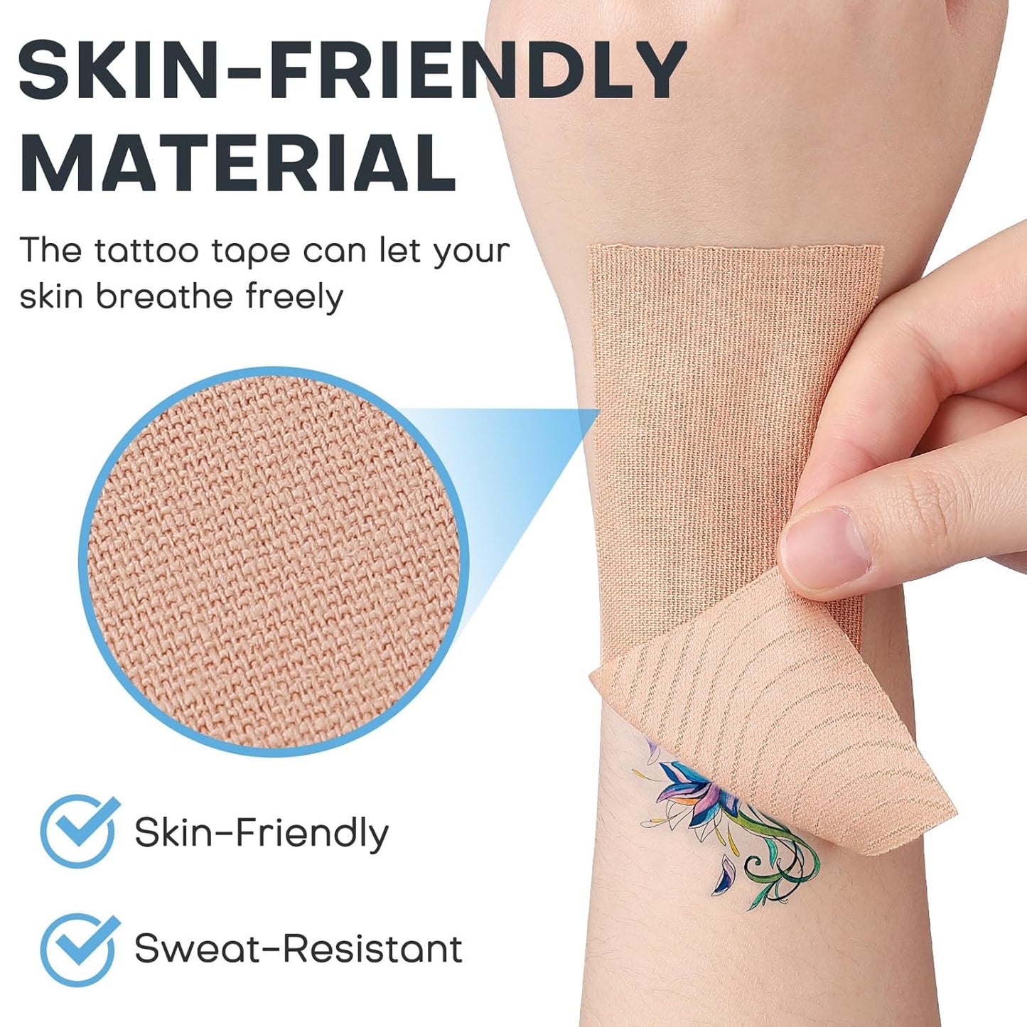 Tattoo Cover Tape - 2 Rolls Waterproof Concealer for Scars & Birthmarks | 2'' x 16.4Ft, Light Tan