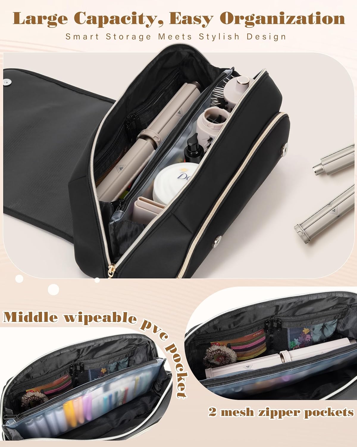 Hair Tool Organizer Bag - Travel Case with Heat Resistant Mat for Shark Flexstyle | Multiple Pockets, Black