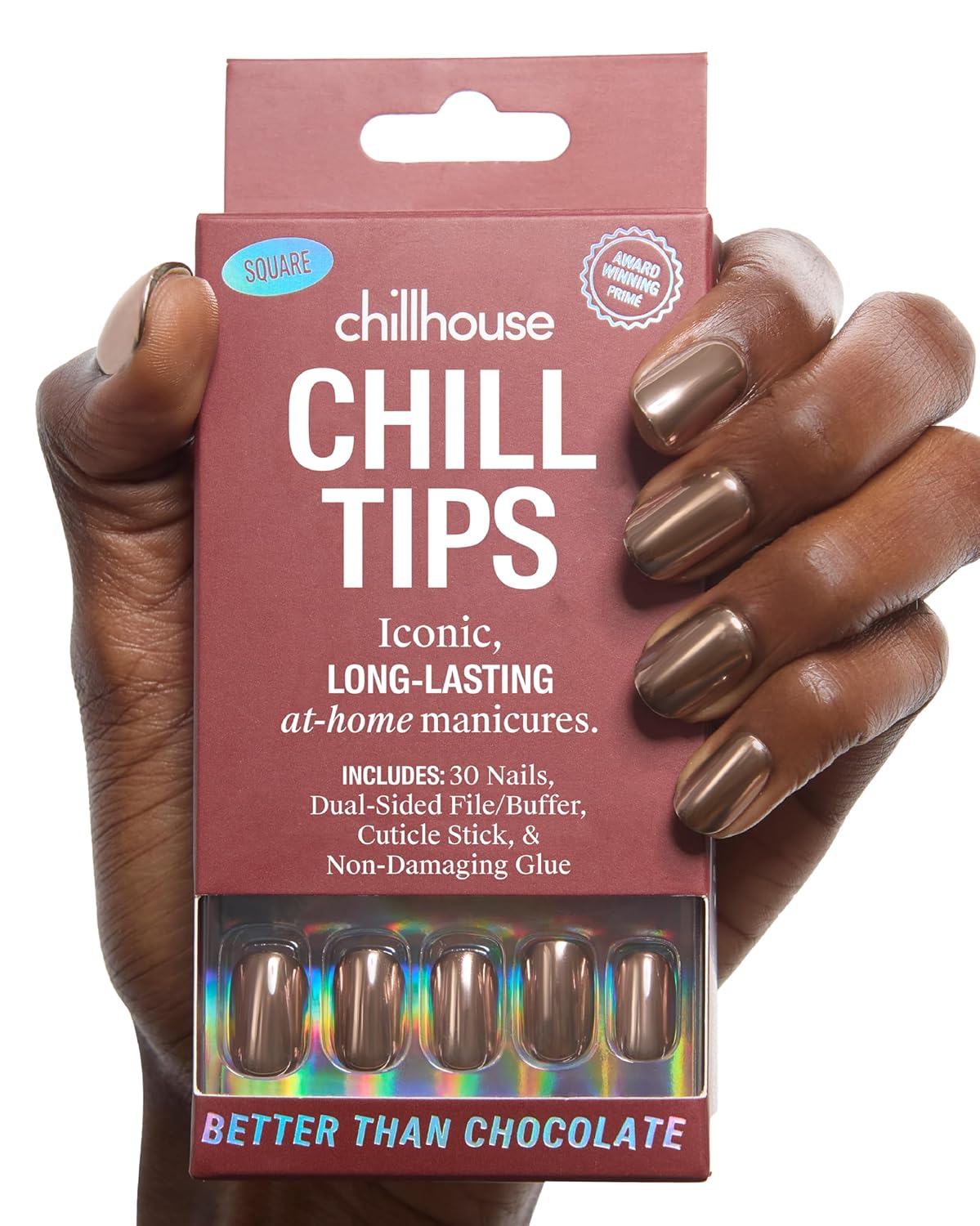 Chillhouse Press-On Nails Kit - Night Slip Almond | 30 Customizable Shapes & Sizes, Up to 2 Weeks Wear