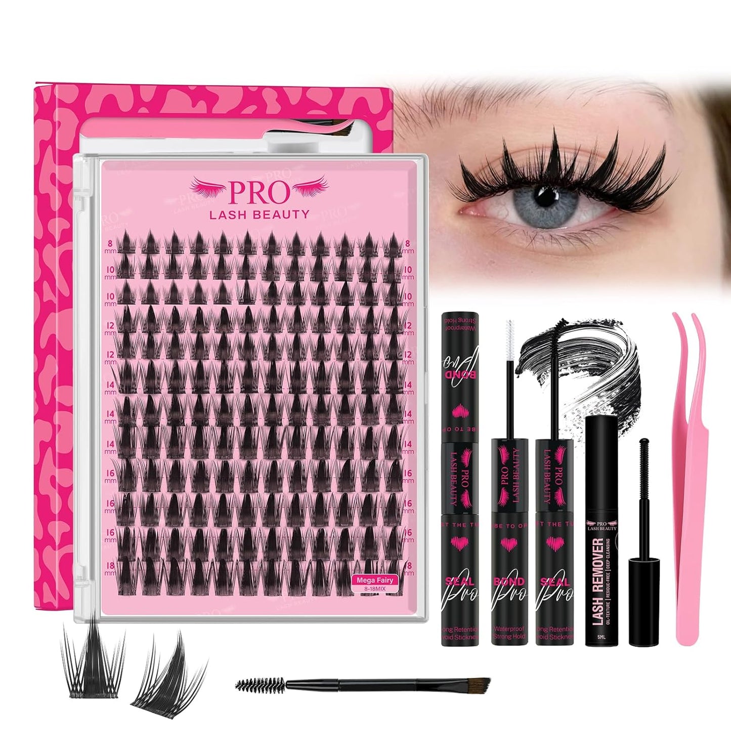 Lash Cluster Glue - Upgraded 2-in-1 Black Bond & Seal for Eyelash Clusters | Waterproof, Long-Lasting (10ml)