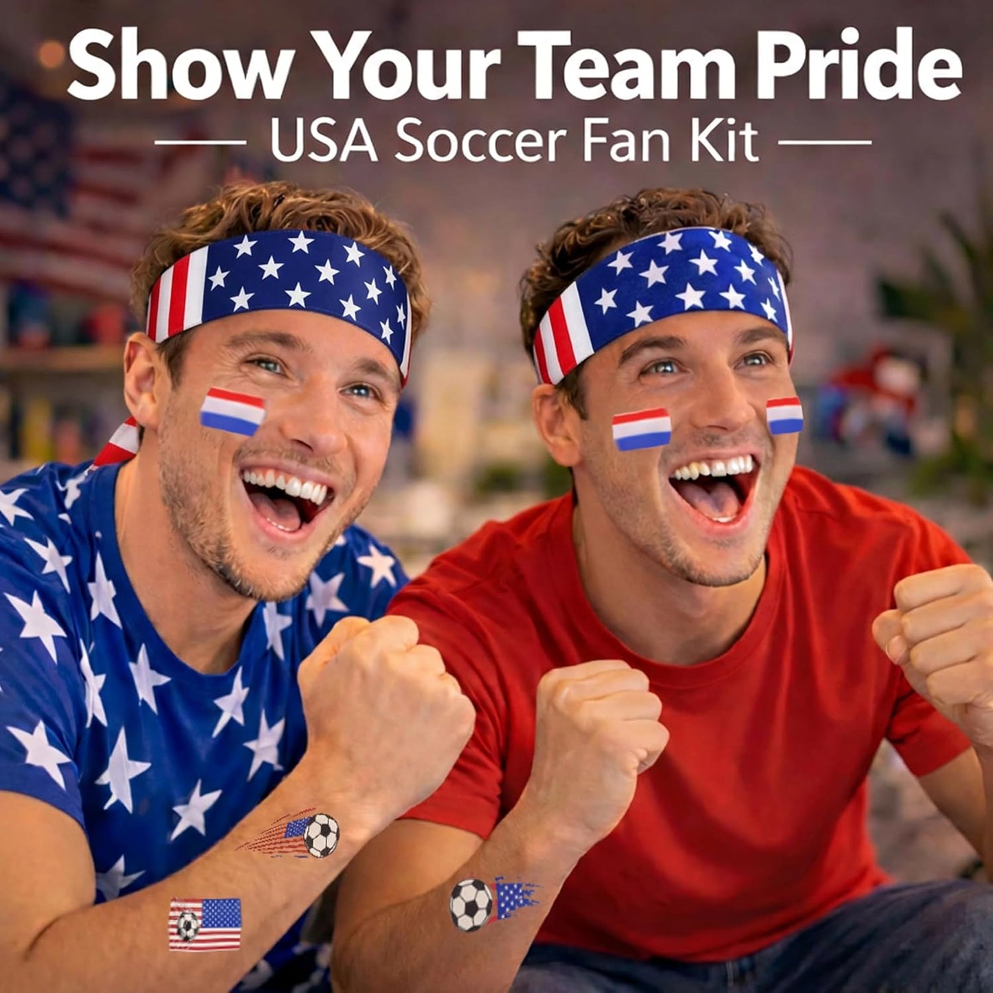 Soccer Fan Accessories Kit - Headband, Face Paint, 10 Temporary Tattoos & Game Day Essentials