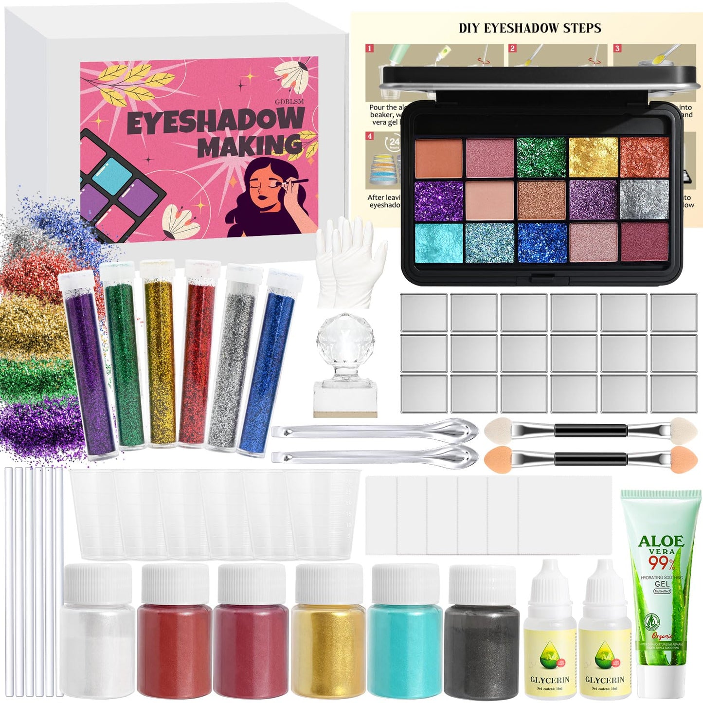Gdblsm Eyeshadow Making Kit- 18 Colors Professional Eyeshadow Palette, Make Your Own Eyeshadow with Mirror Shimmer Matte Glitter Pigment Pressed Eye Shadow Makeup Pallet Kit Gift for Girl Women