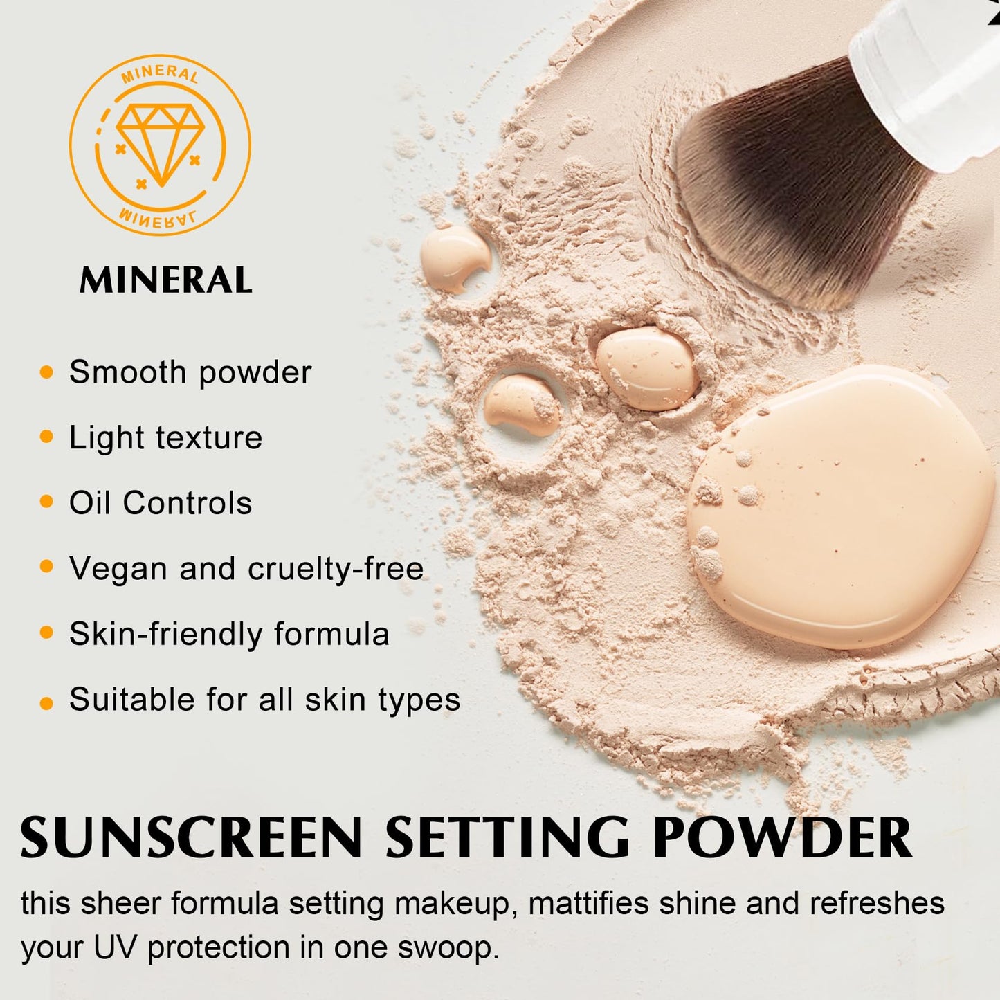 IONSGAKO Mineral Powder Sunscreen SPF35 Setting Powder for Face,Translucent