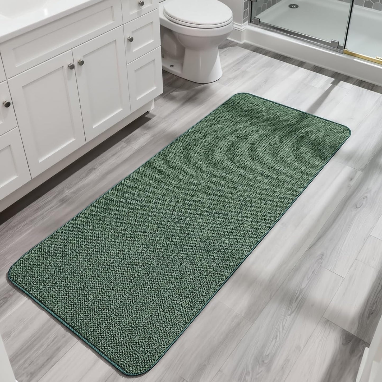 Ultra Thin Bath Mat - Non-Slip Rubber Bathroom Rug, Quick Dry & Absorbent | Grey, 1'5"x2'3" (17x27 Inch)