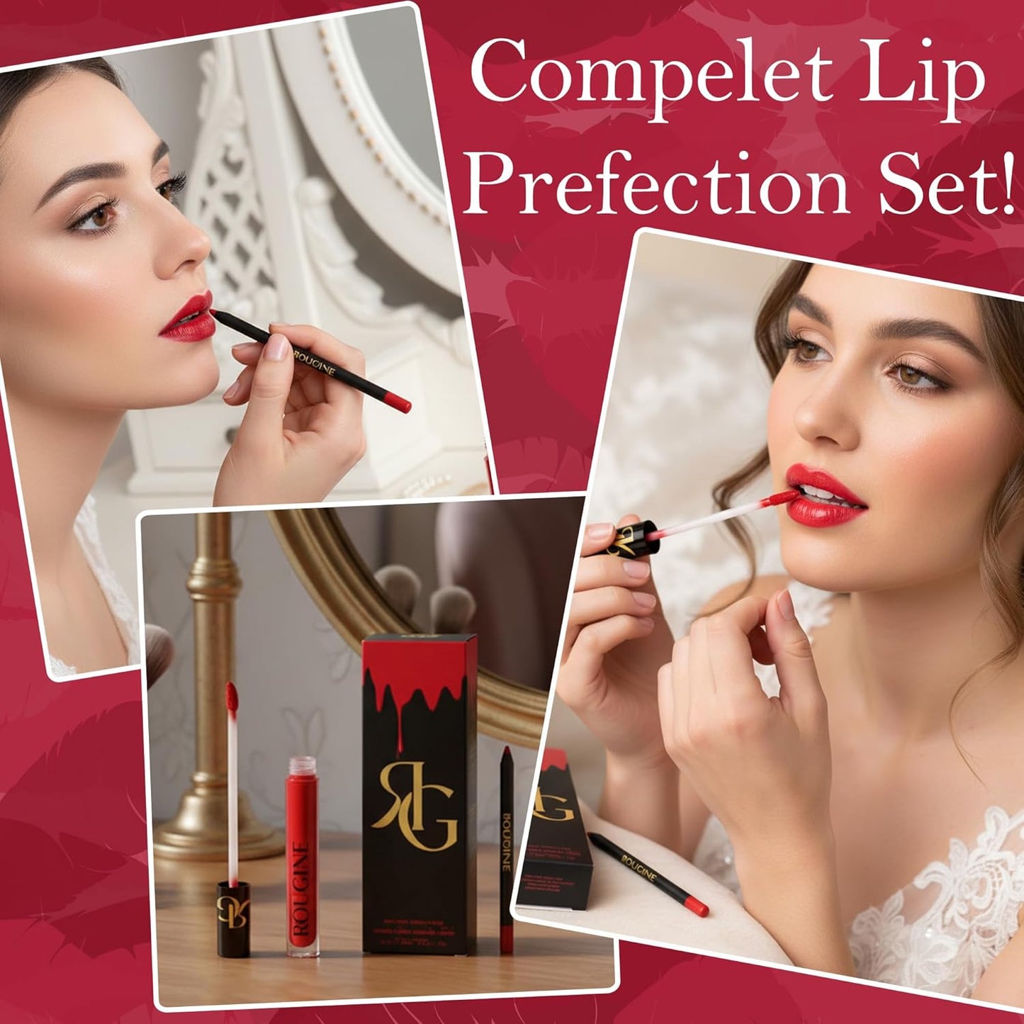 Matte Lipstick & Lip Liner Combo - All Day Wear Red Love Shade | Long-Lasting, Waterproof, Smudge-Proof Formula with Vitamin E & Shea Butter