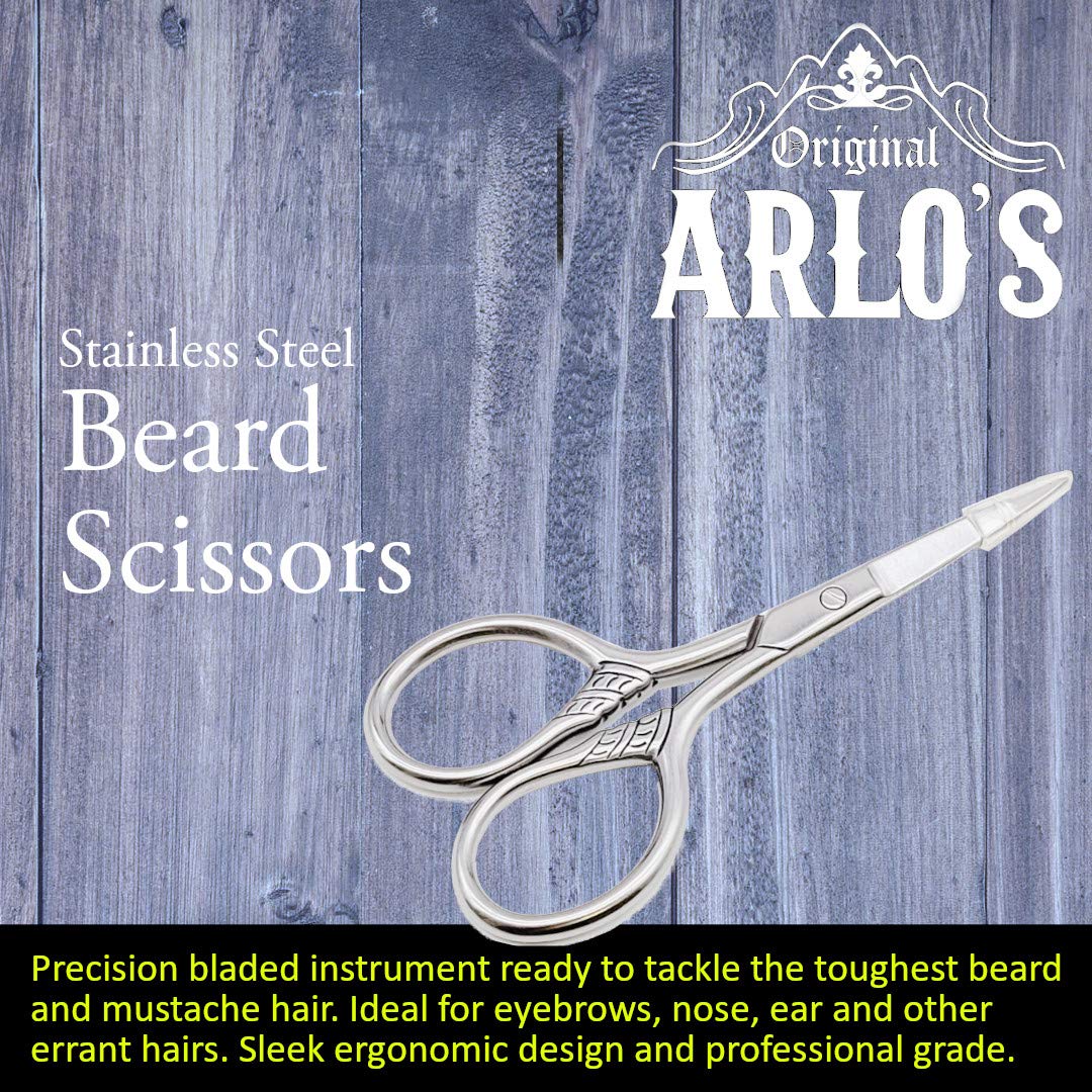 Arlo's 6-PC Mens Beard Grooming Set with Rid the Itch and Smooth and Shiny Beard Oils, Beard Brush, Beard Comb, Scissors, and Carrying Bag