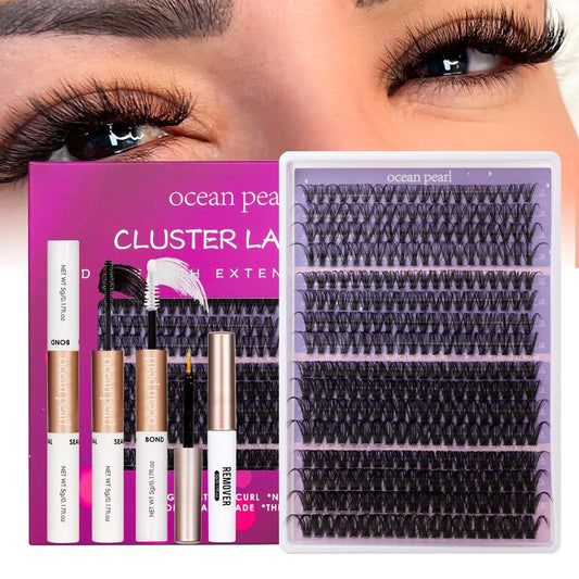 Ocean Pearl Lash Clusters 320PCS 12-20MM 30D+40D+80D+100D Lash Extension Kit Lashes Clusters Eyelashes Cluster Eyelash Extensions Thick Individual Lashes Kit with Lash bond&seal&remover&tweezer-4