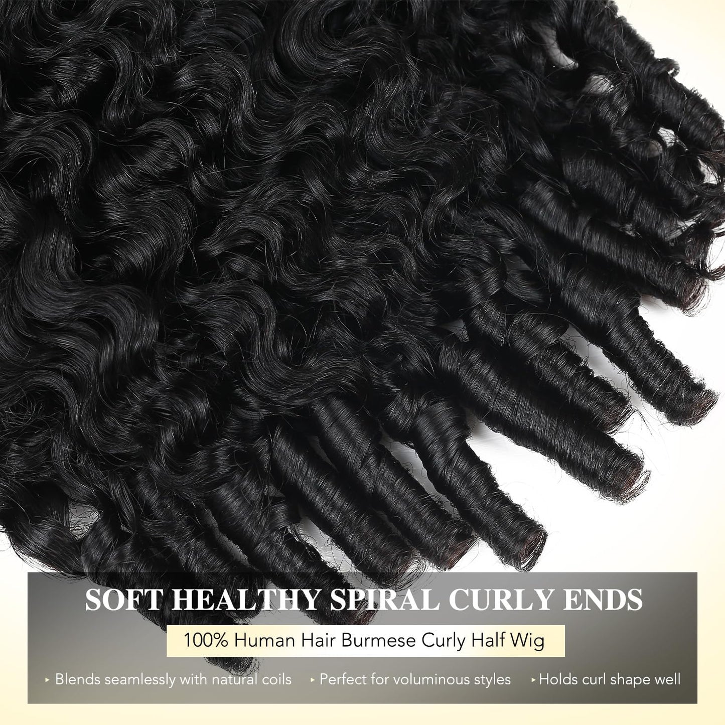 Burmese Curly Human Hair Half Wig - 18 Inch 200% Density Glueless Deep Wave | Natural Color, Seamless Flip Over Design