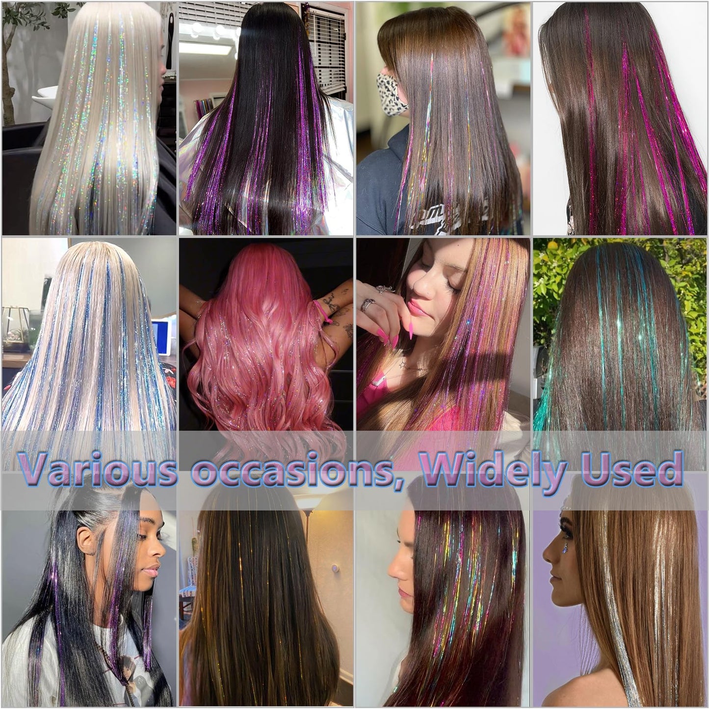 XSASLYET Hair Tinsel, 22 Colors Hair Tinsel Kit for Girls, 8800 Strands
