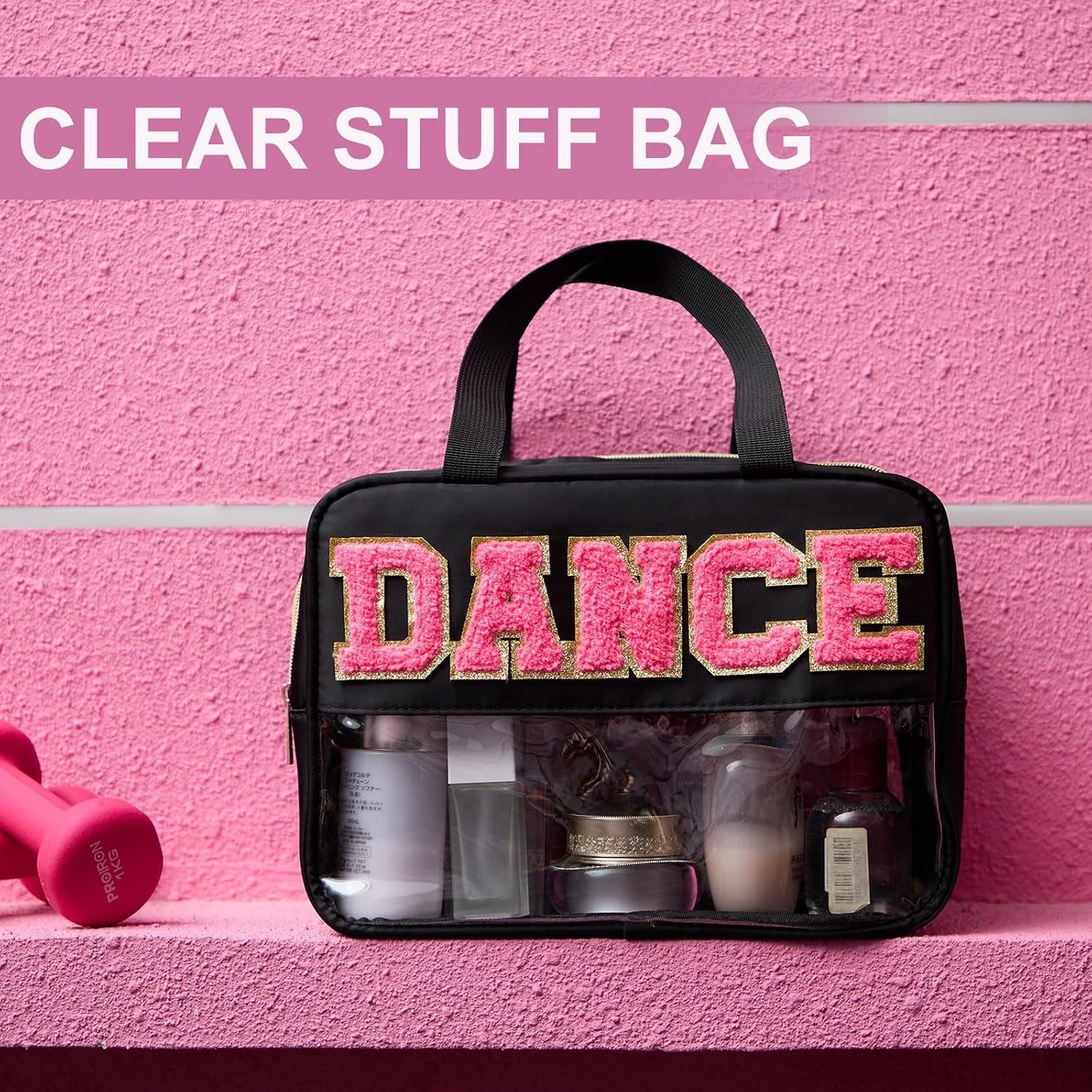 Large Clear Makeup Bag - Waterproof Nylon Cosmetic Organizer with Double Zipper & Wet/Dry Separation | Ideal for Travel & Toiletries