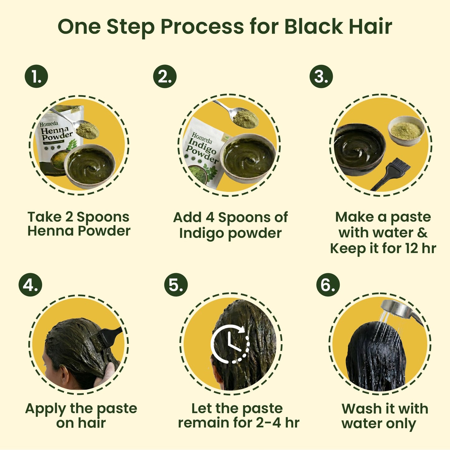 Indigo Powder Organic and Black Henna Powder for Hair Combo (7oz - 3.5oz each) - Natural Henna Indigo For Hair Dye - Black Hair Color (200g)
