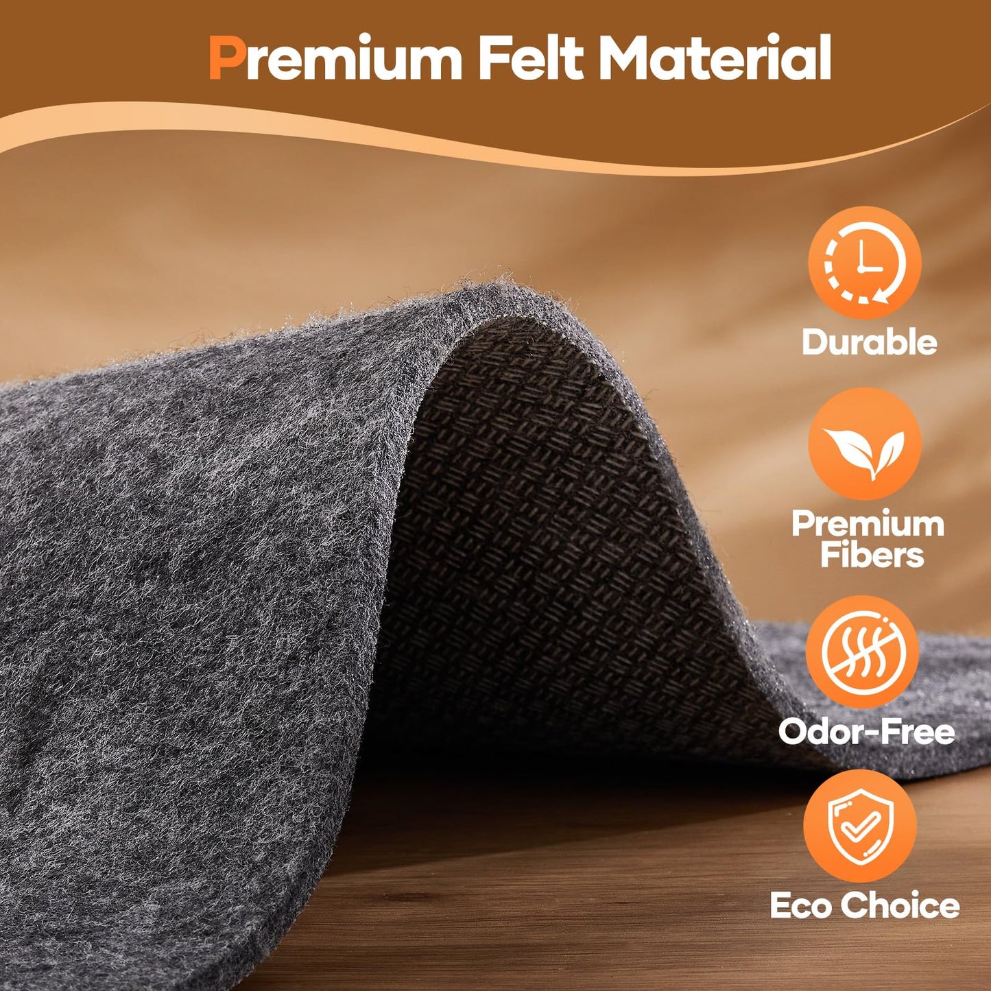 Veken Non Slip Cushioned Rug Pad Gripper 8 x 10 Ft, Felt and Silicone Backing, 1/4 inch Thick Carpet Liner for Hardwood Floors and Finishes, Under Area Rugs Anti Skid Mat, Keep Rugs Safe and in Place
