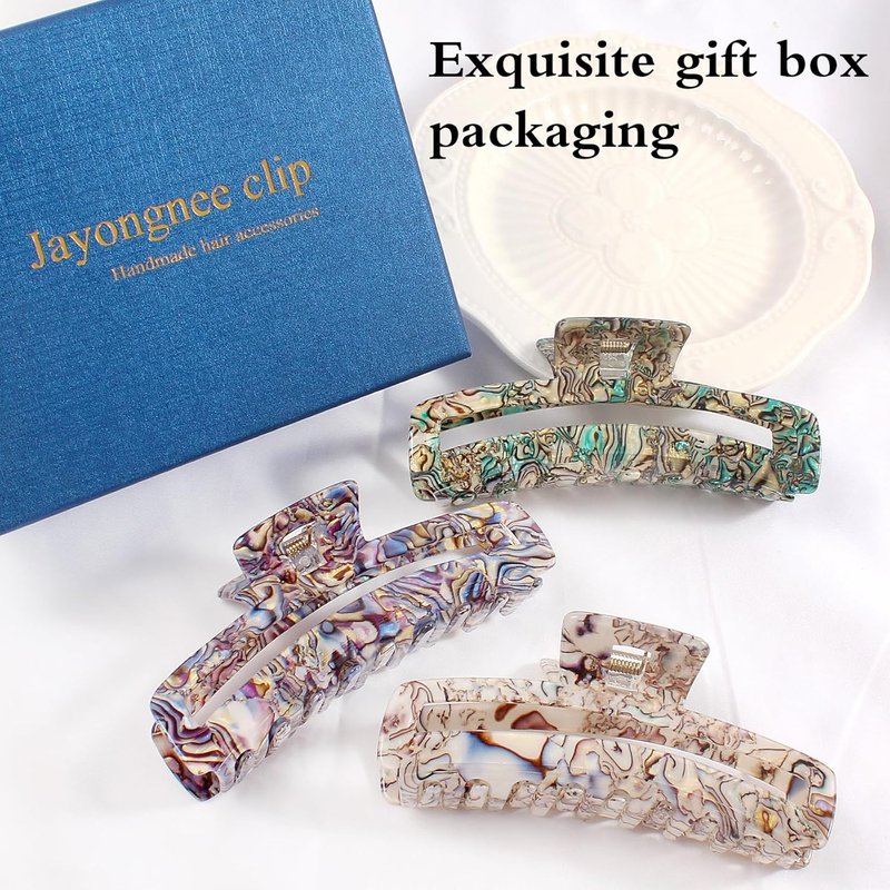 Large Rectangle Non-Slip Hair Clips for Women | Strong Hold Jaw Clamps for Thin to Medium Thick Hair
