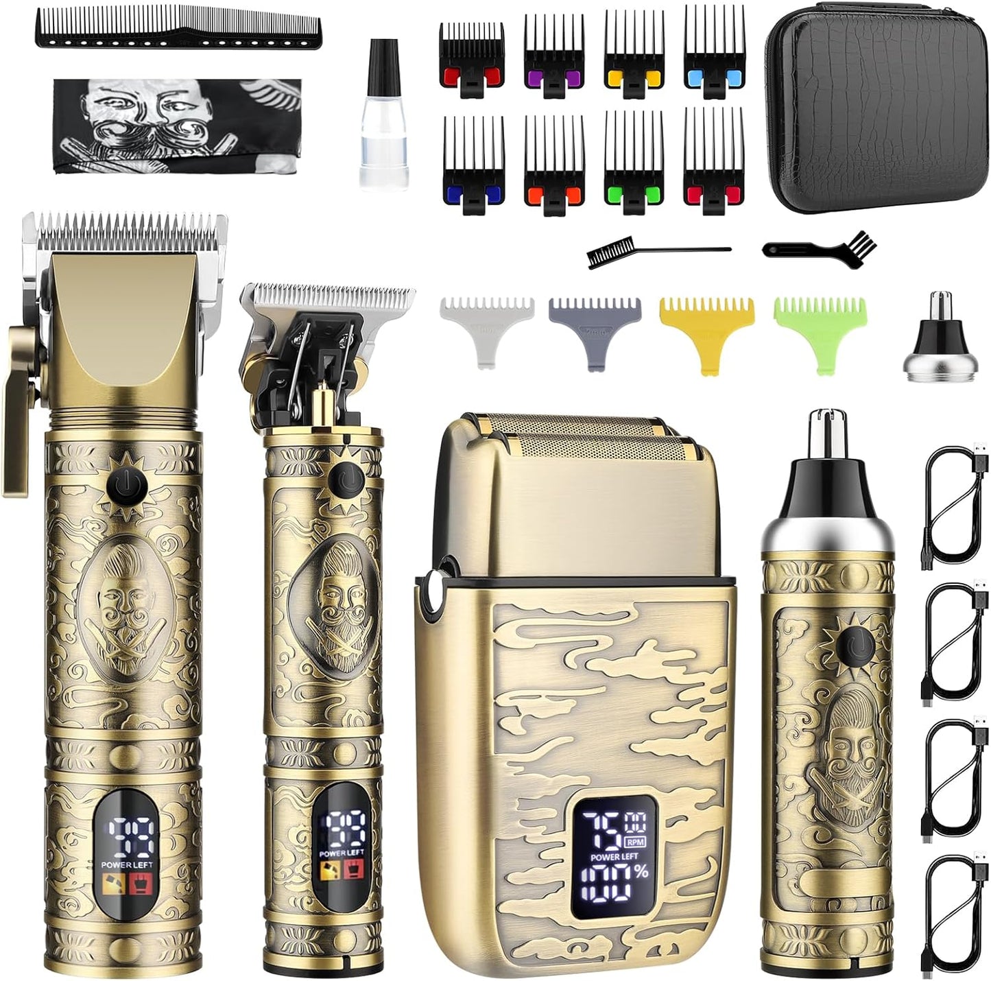 GSKY Hair Clippers for Men - Professional Cordless Beard Trimmer Kit with LED Display | Ideal for Barbers and Home Use