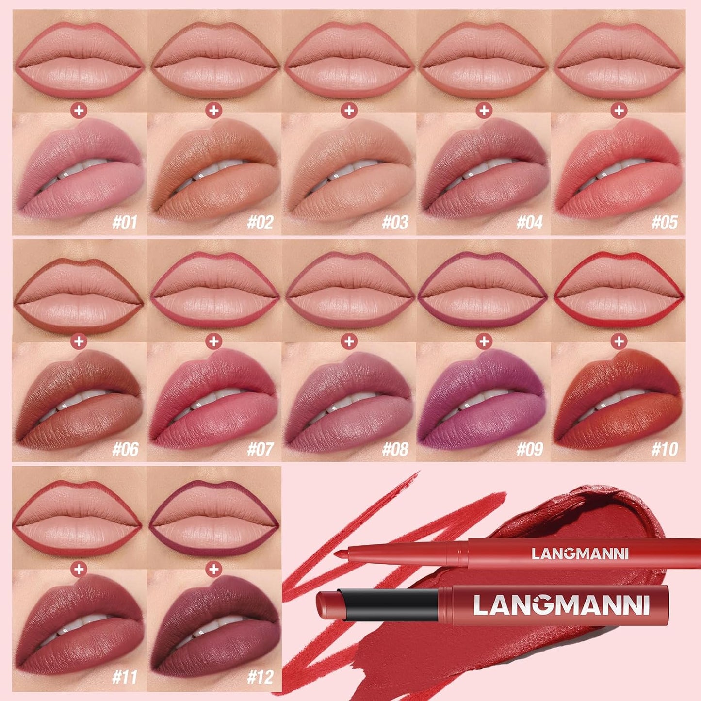 12Pcs Lip Set - Matte & Creamy Lipstick and Liner Set | Long-Lasting Bold & Nude Shades for Daily Use or Parties