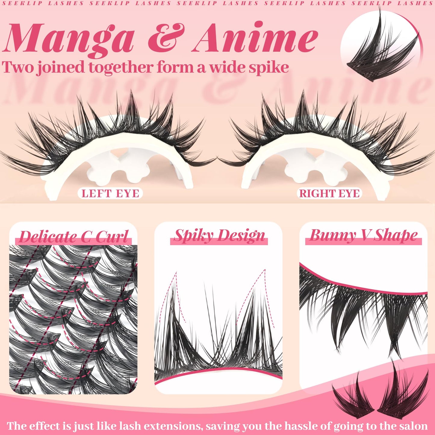 Manga Lash Clusters Anime Eyelashes Clusters with Wet Look Spikes (Vista)