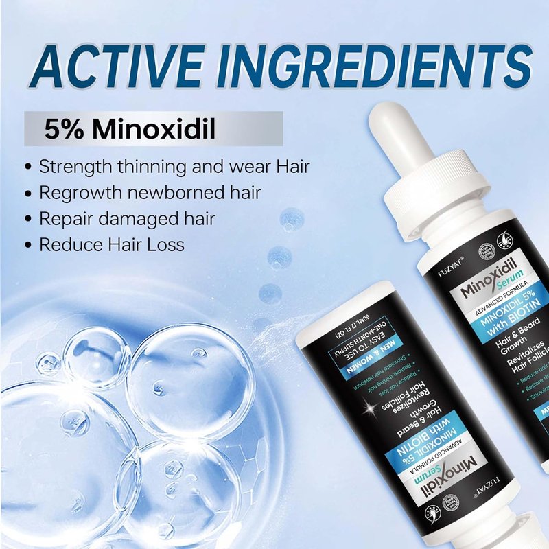 Minoxidil Hair Growth Treatment for Men & Women - Biotin & Castor Oil Enriched | 120ml Beard Growth Serum
