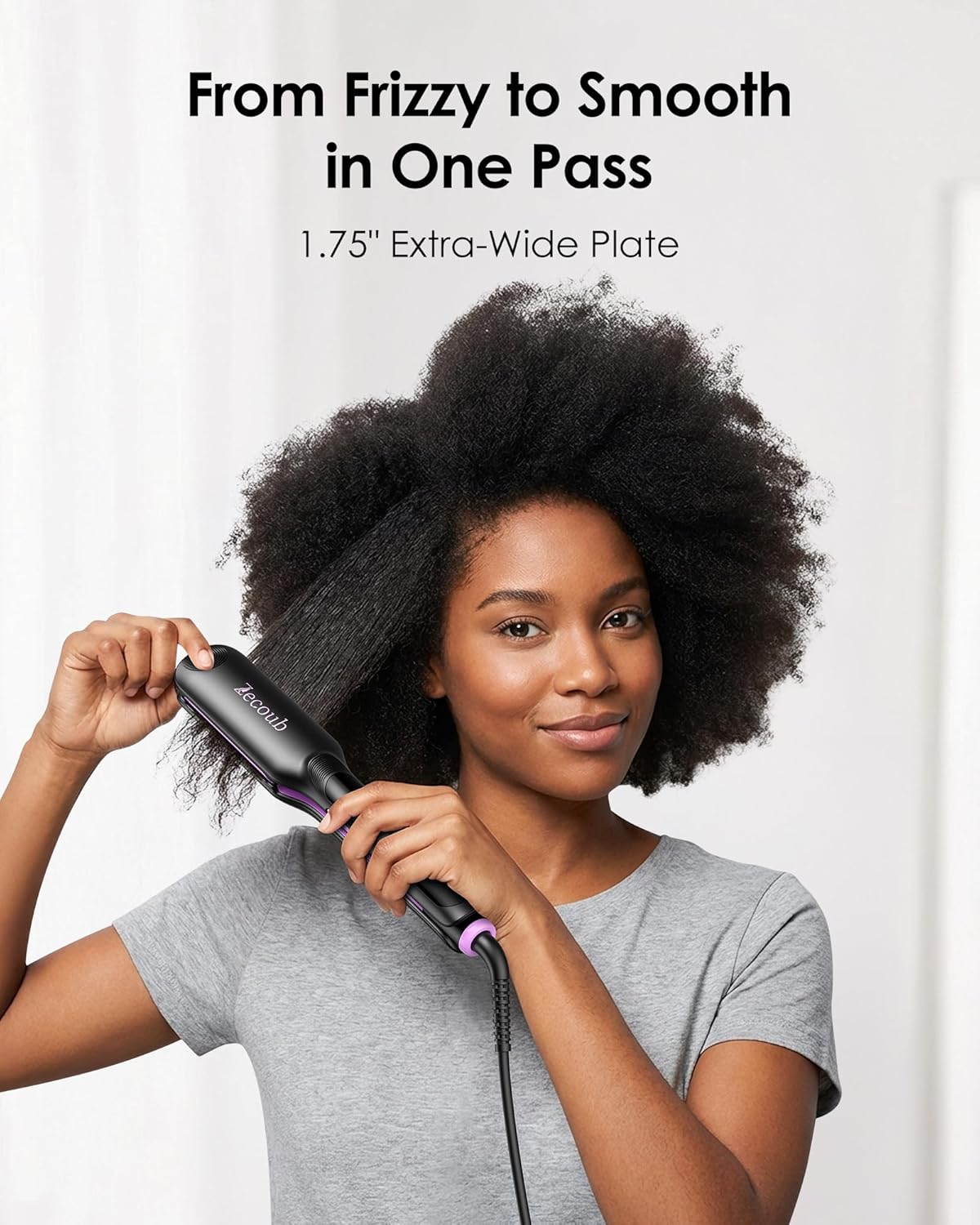 Wide Plate Hair Straightener - 1.75 Inch Ionic Ceramic Flat Iron for Thick, Coarse Hair | Fast Heat-Up, 9 Temp Settings to 450°F