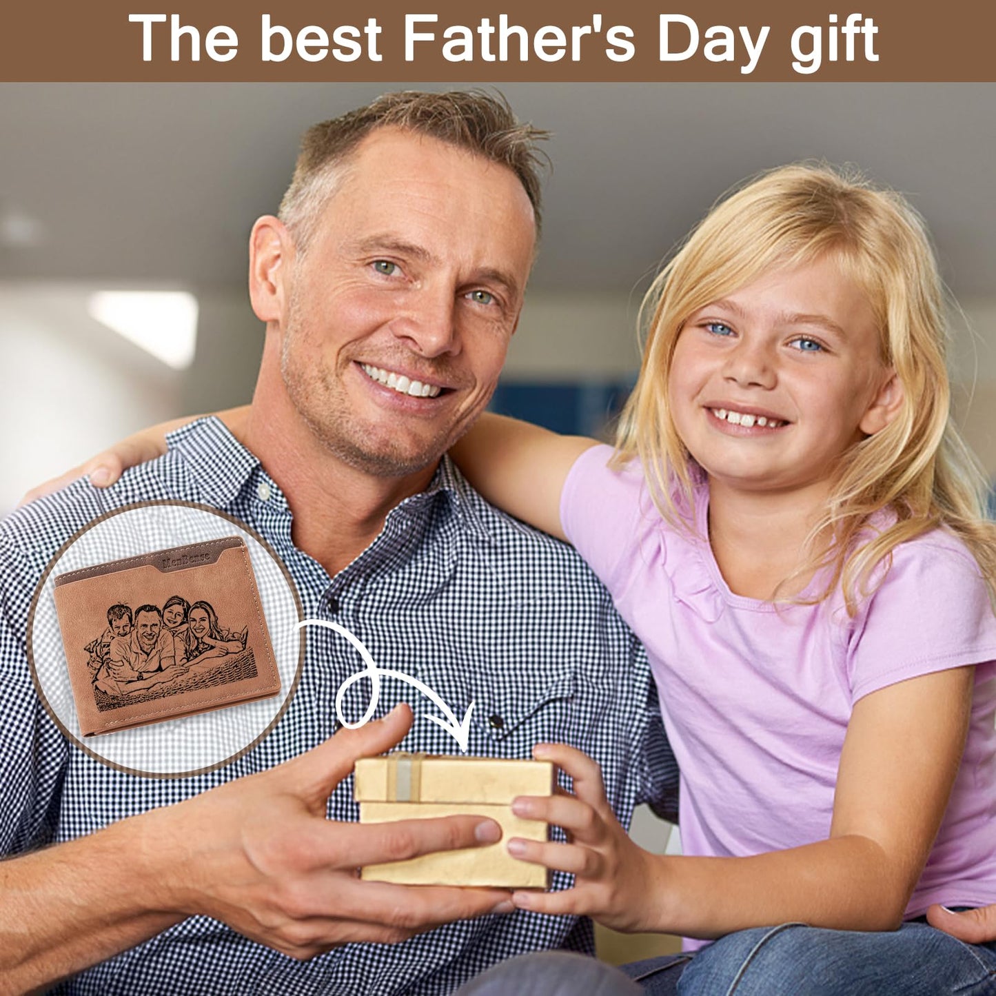 JONZIN Personalized Dad Gifts Custom Wallets From Daughter Son - Engraved Photo & Fist Name Personalized Wallet for Men Customized Fathers Day Christmas Gifts for Men Husband