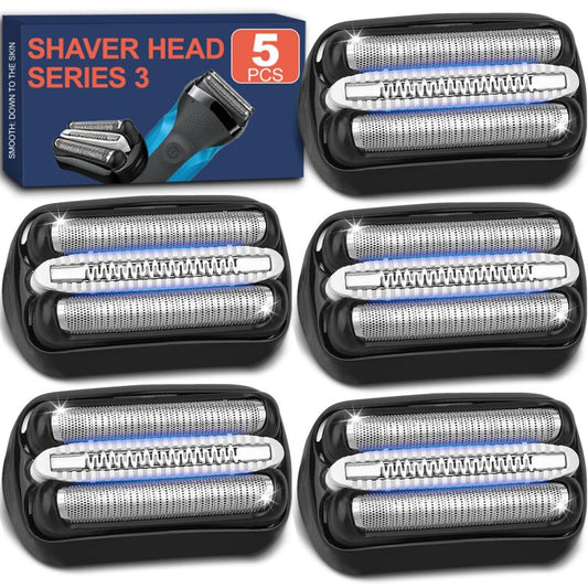 5Pack 32B s3 Replacement Head – Series 3 Shaver Head Compatible with Braun 3040s, 3080s-4, 370cc, 3070cc, 3000s, 3010, 3090cc & More – Wet and Dry Electric Razor Replacement Heads