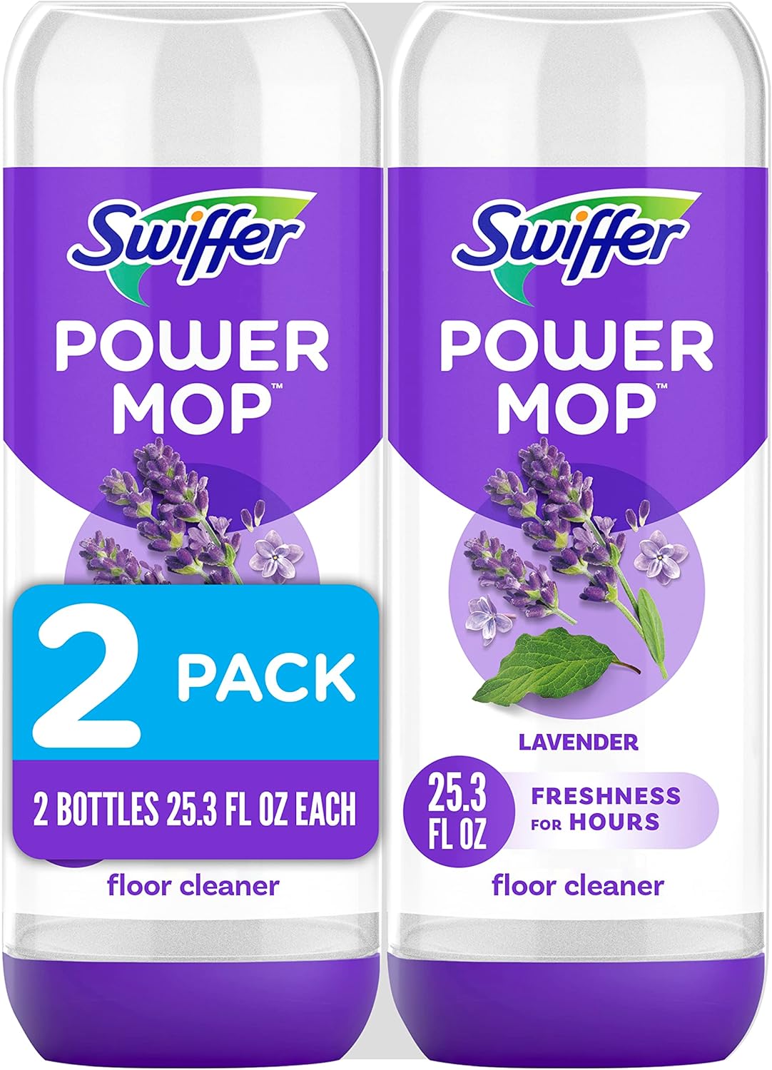 Swiffer PowerMop Liquid Floor Cleaner Refills - Fresh Scent Mopping Solution | 2 Count Multi-Surface Replacement Bottles