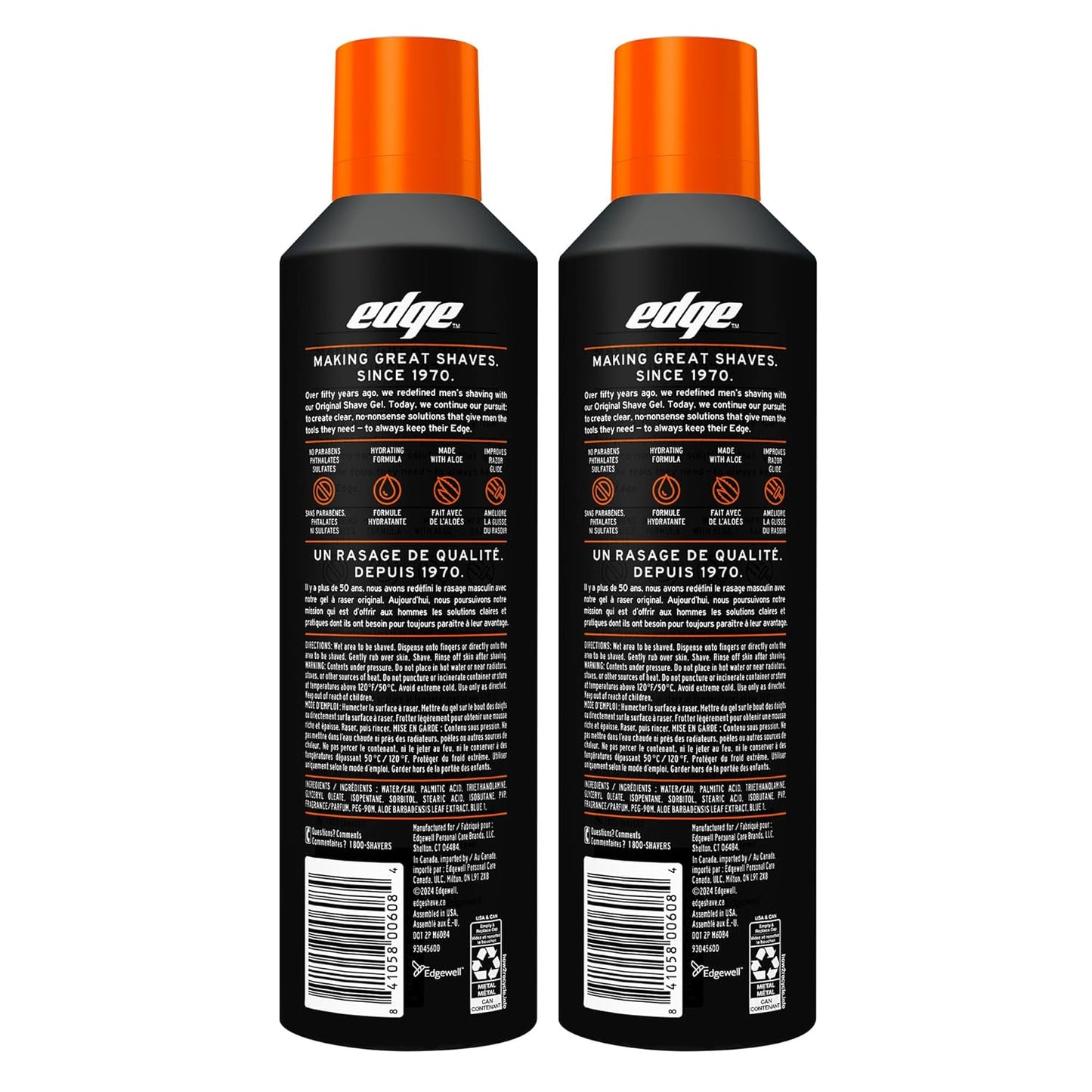 Edge Shaving Gel for Men - Aloe Infused Moisturizing Shave Gel | 9.5oz, 2 Pack for Sensitive Skin