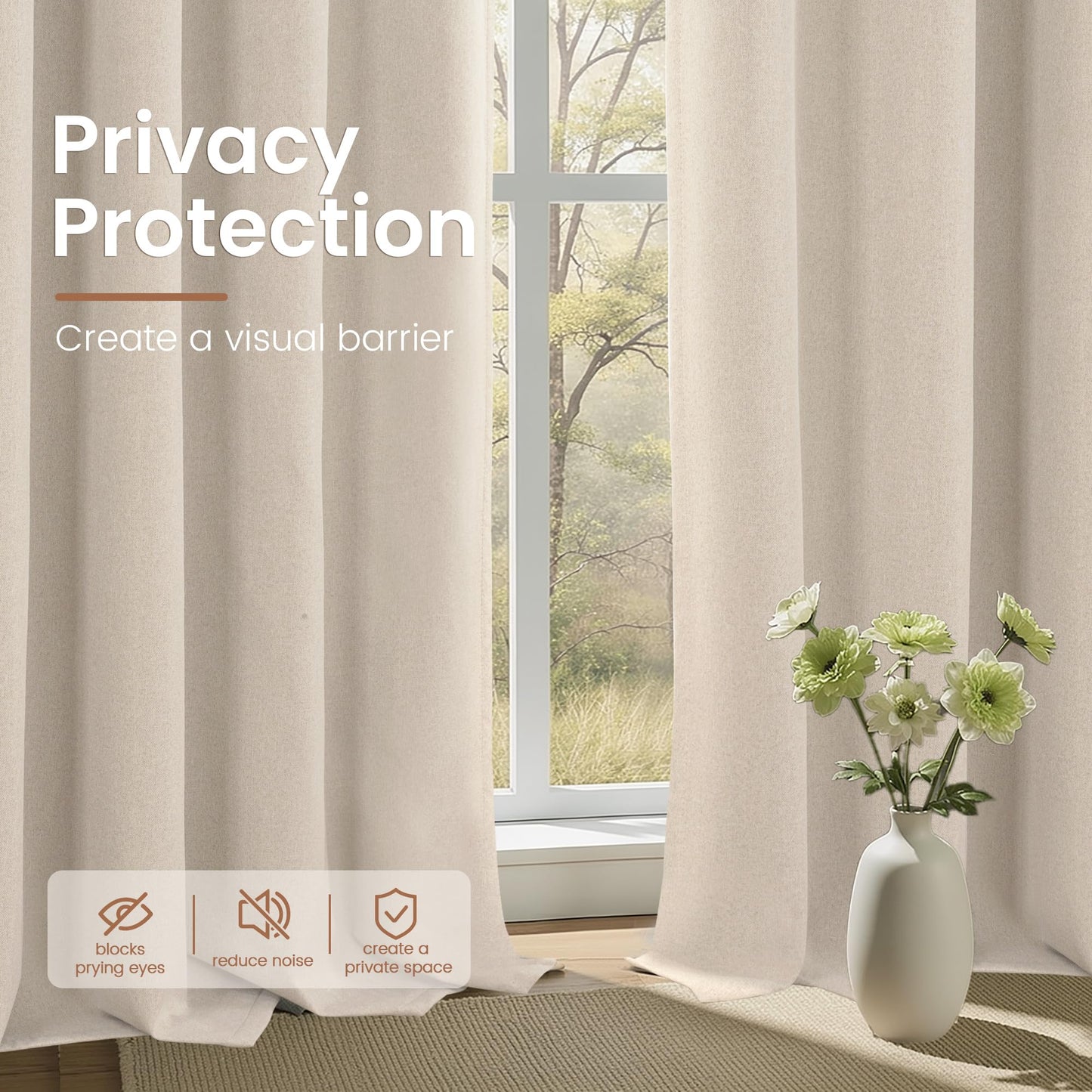 BGment Linen Blackout Curtains 84 Inches Long, Black Out Drapes Room Darkening with Rod Pocket for Bedroom Living Room Insulated, 2 Panels, Each Panel 52 Inch Wide