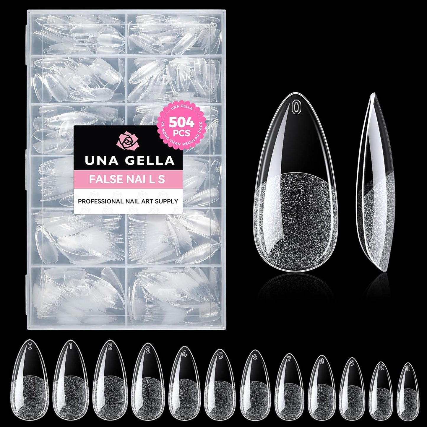 Short Oval Almond Fake Nails - 504pcs Press-On Gel Nail Tips for Home DIY & Salon | 12 Sizes Available