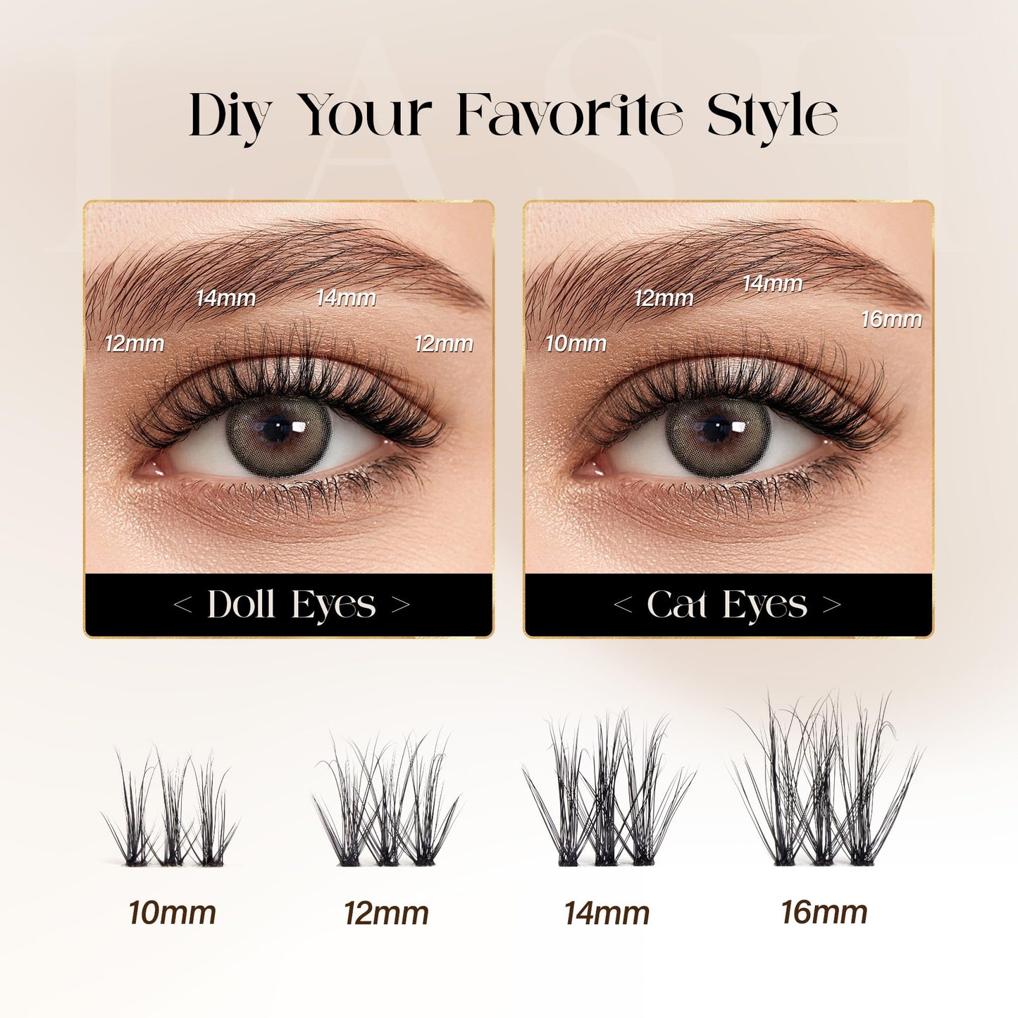 BEFER Lash Clusters, 108 Pcs 3D Curl Eyelash Clusters Volume Individual Lashes Extensions 10-16MM Wispy Eyelash DIY At Home(Wit, ZE12)