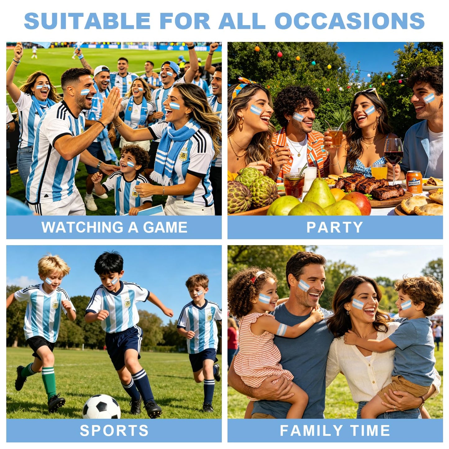 Argentina Face Paint Stick - Blue & White Makeup for 2026 World Cup | Sports Eye Black Stick