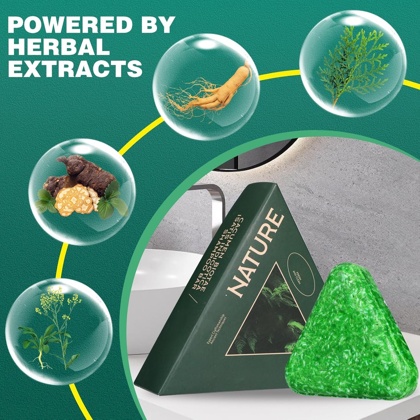 Nature Shampoo Bar - 2PC Green Soap with Grass Extract | Eco-Friendly Hair Care for All