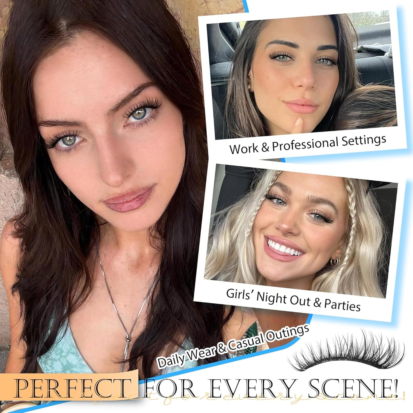 Wispy Lash Clusters - 12-14-16mm Natural Eyelash Extensions for Soft, Fluttery Look | 110 Pcs Ultra-Thin Band