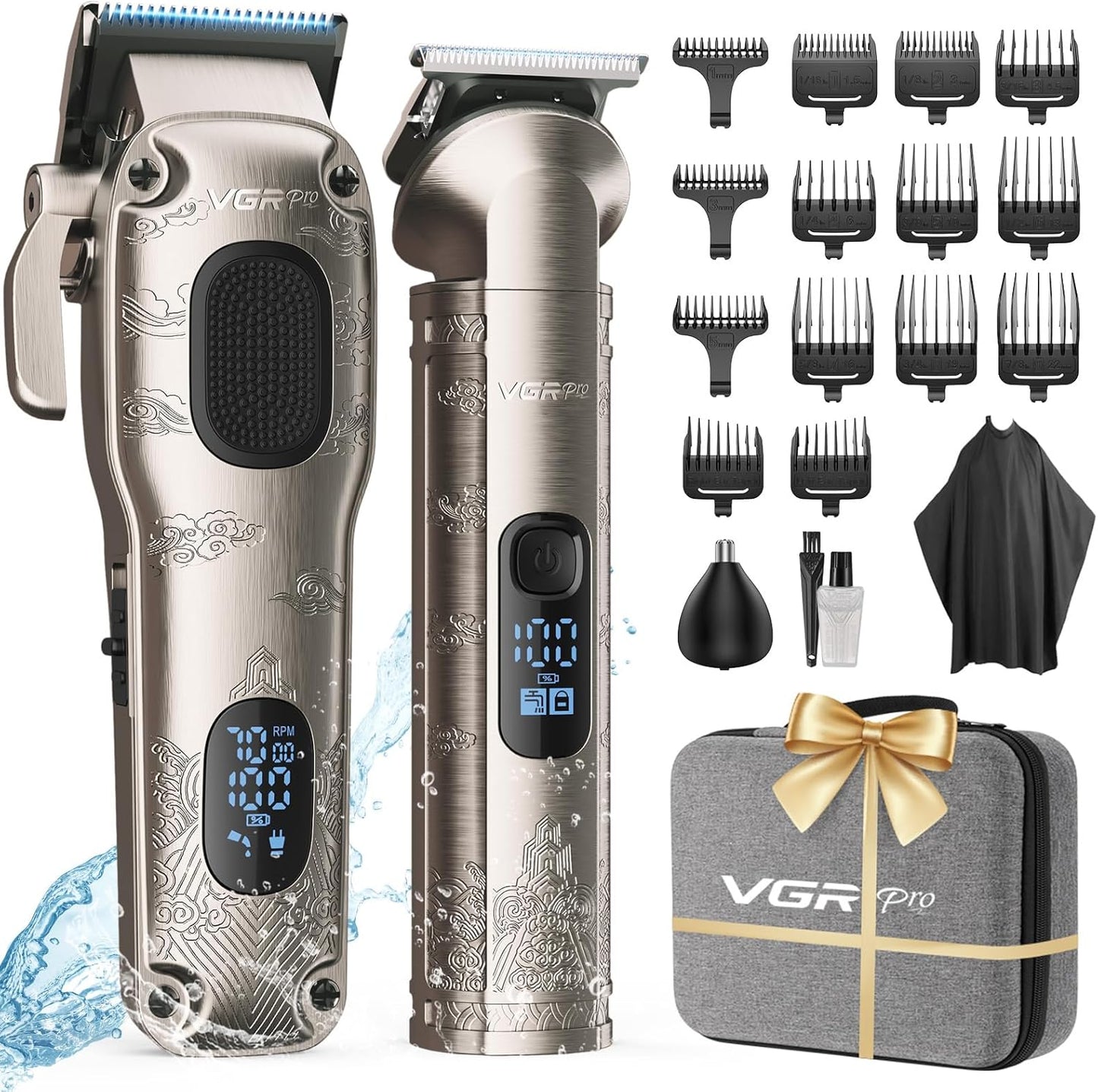 Professional Hair Clippers for Men - Cordless Hair Cutting Set | Electric Trimmer with Package Box