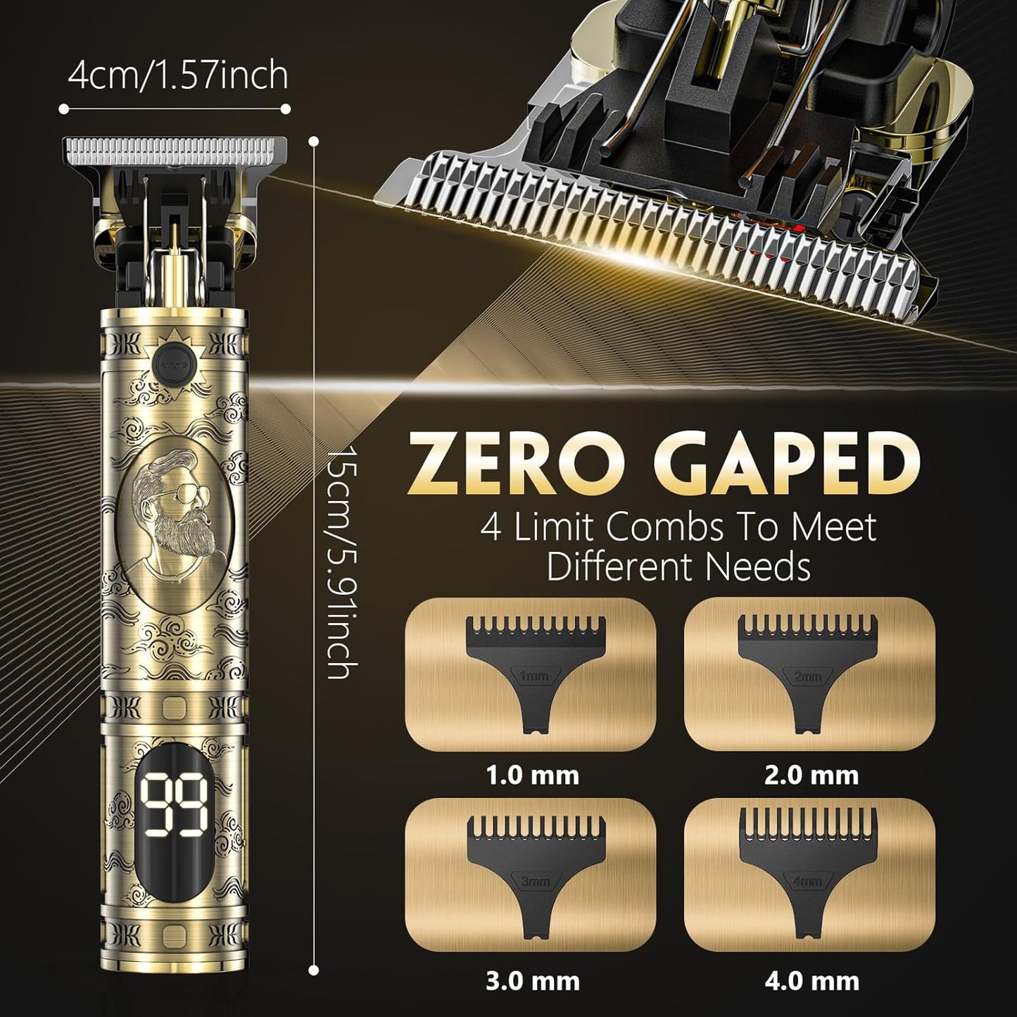Professional Hair Clippers for Men - Cordless T-Blade Trimmer with LCD Display | Rechargeable Beard Edgers & Hair Cutting Kit
