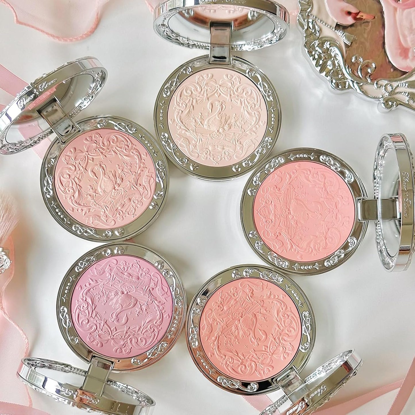 Swan Ballet Blush - Flower Knows Cool Lilac Matte Powder for Cheeks | Buildable, Long-Lasting Makeup, 0.17 Oz (03 Silky Ribbon)