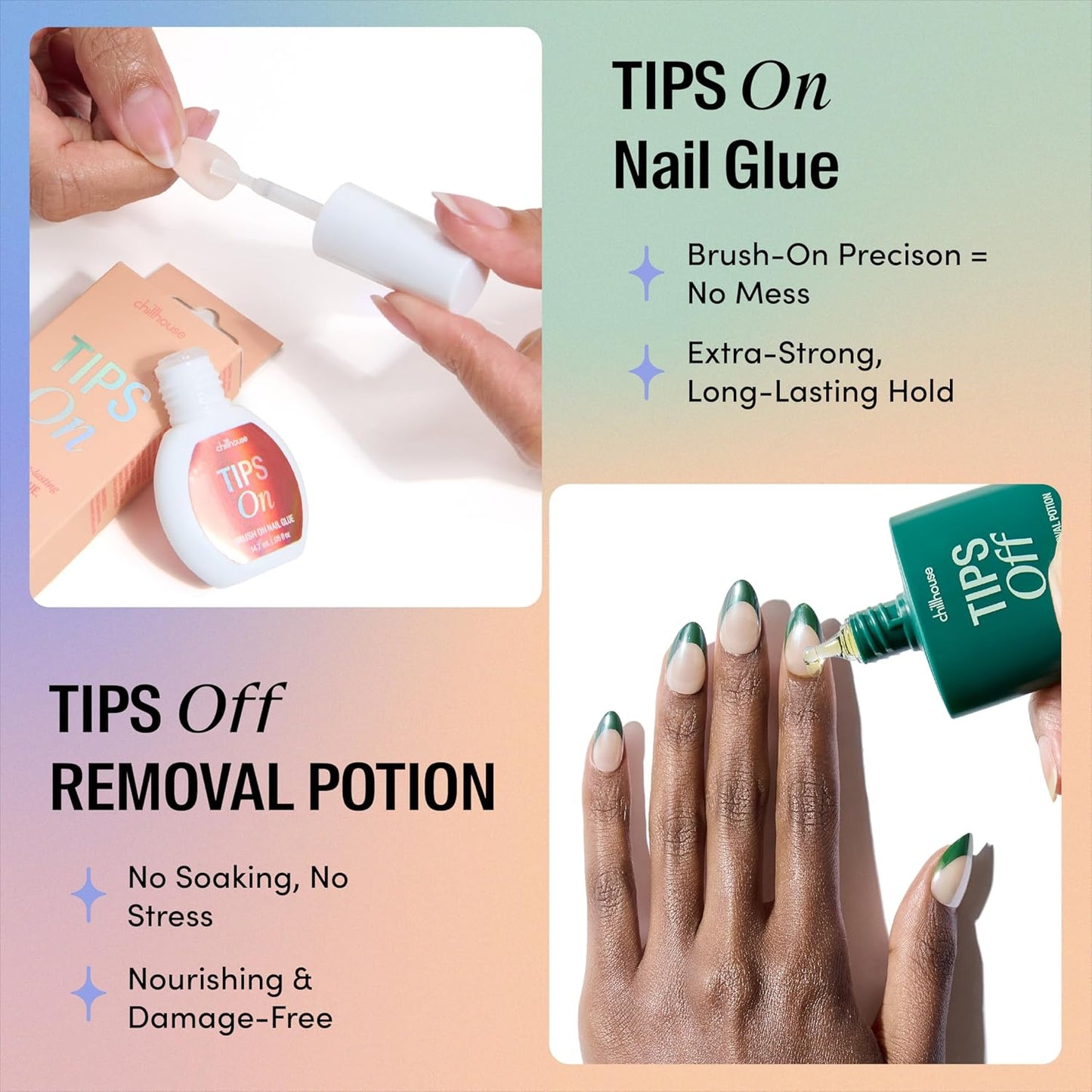 Chillhouse Press-On Nails Kit - Into the Void | 30 Customizable Square Shapes for Up to 2 Weeks Wear