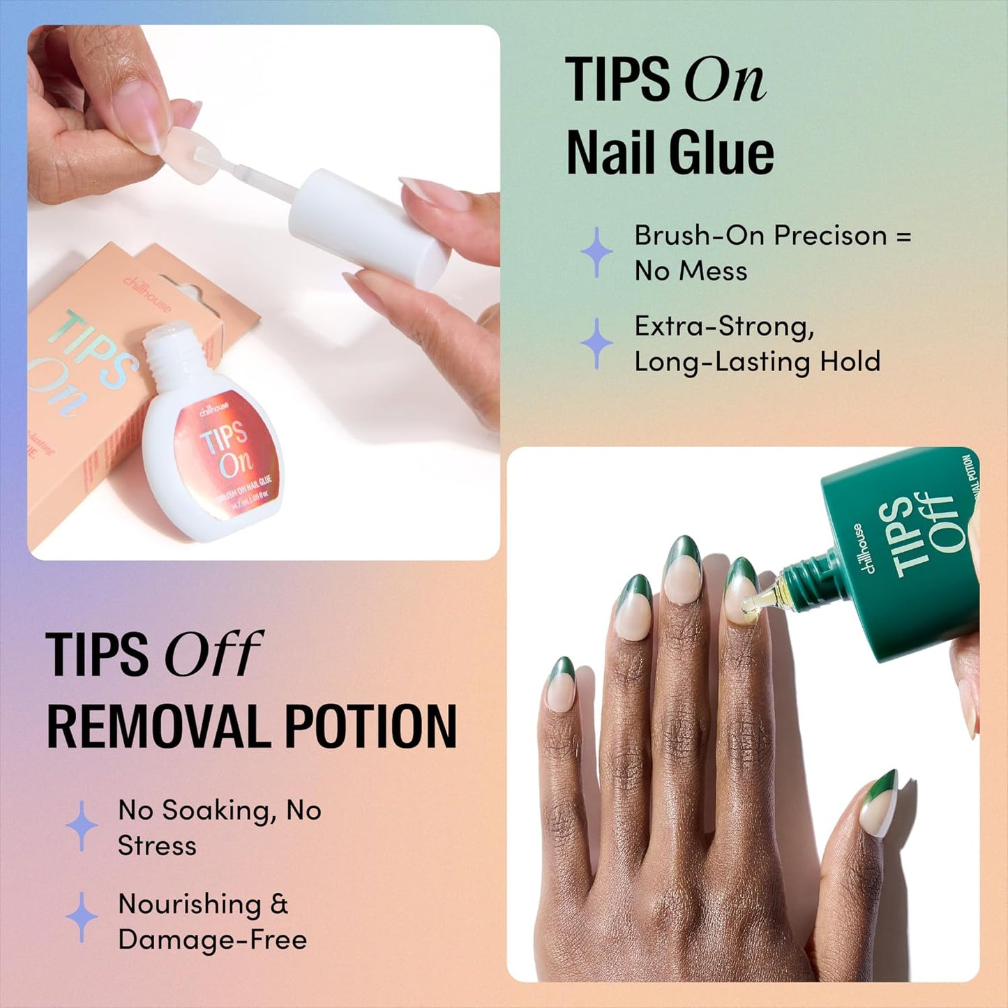 Chillhouse Press-On Nails Kit - Unicorn Club Almond | 30 Customizable Shapes for Up to 2 Weeks of Wear