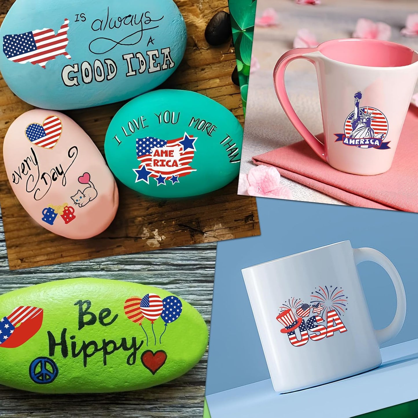 Patriotic Temporary Tattoos - 180 Pcs Red, White & Blue USA Flag Designs | Perfect for 4th of July Celebrations