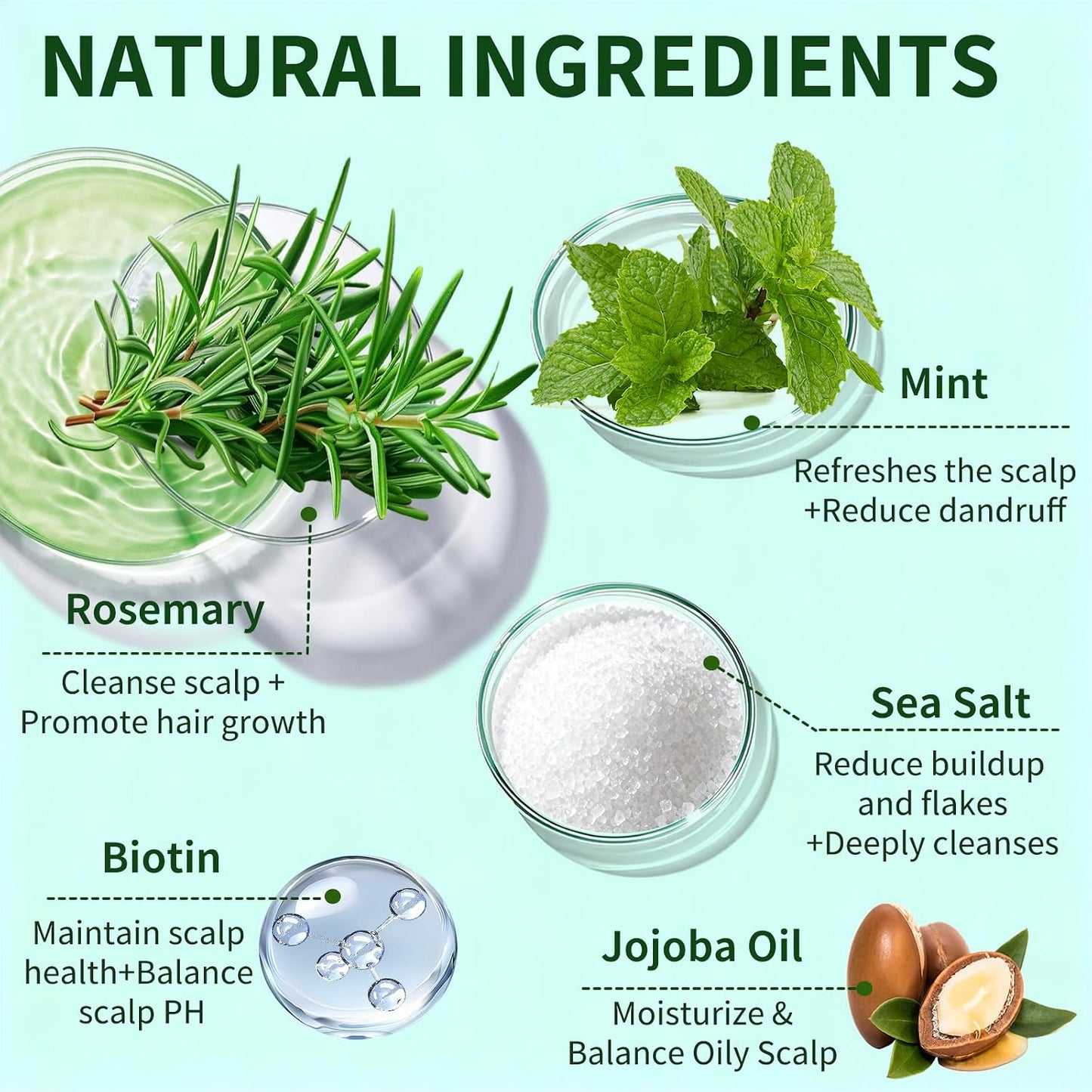 Scalp Scrub Exfoliator - Rosemary & Mint Hair Treatment for Itchy Scalp | 8.8oz Clarifying Shampoo with Massager