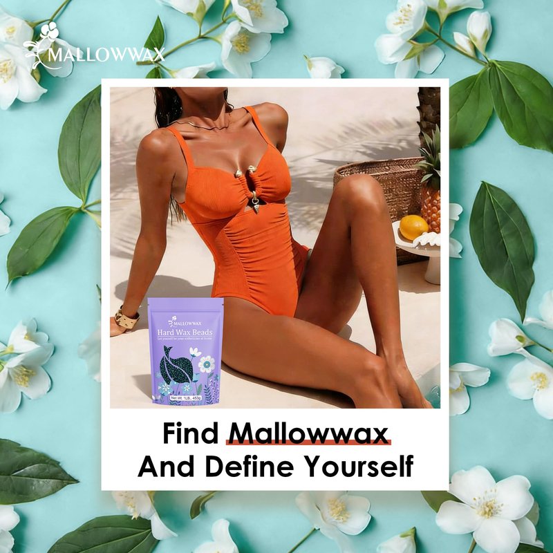 Mallowwax Hard Wax Beads, 1lb Low Temp Stripless Wax For Sensitive Skin, For Coarse And Short Hair, Bikini, Underarms, Legs And Body